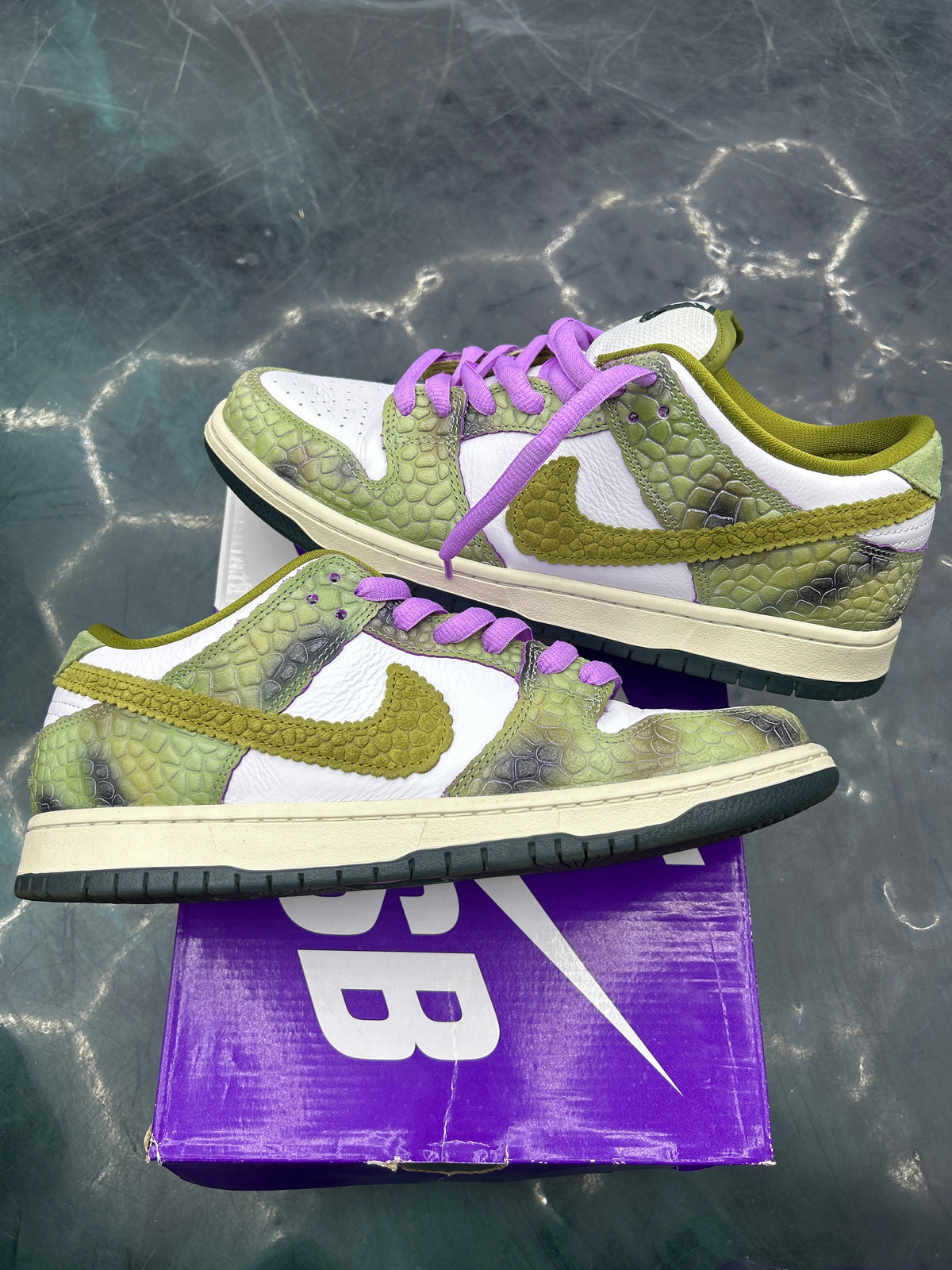 NIKE SB DUNK LOW ALEXIS SABLONE CHAMELEON PRE OWNED SIZE 10.5 REP BOX
