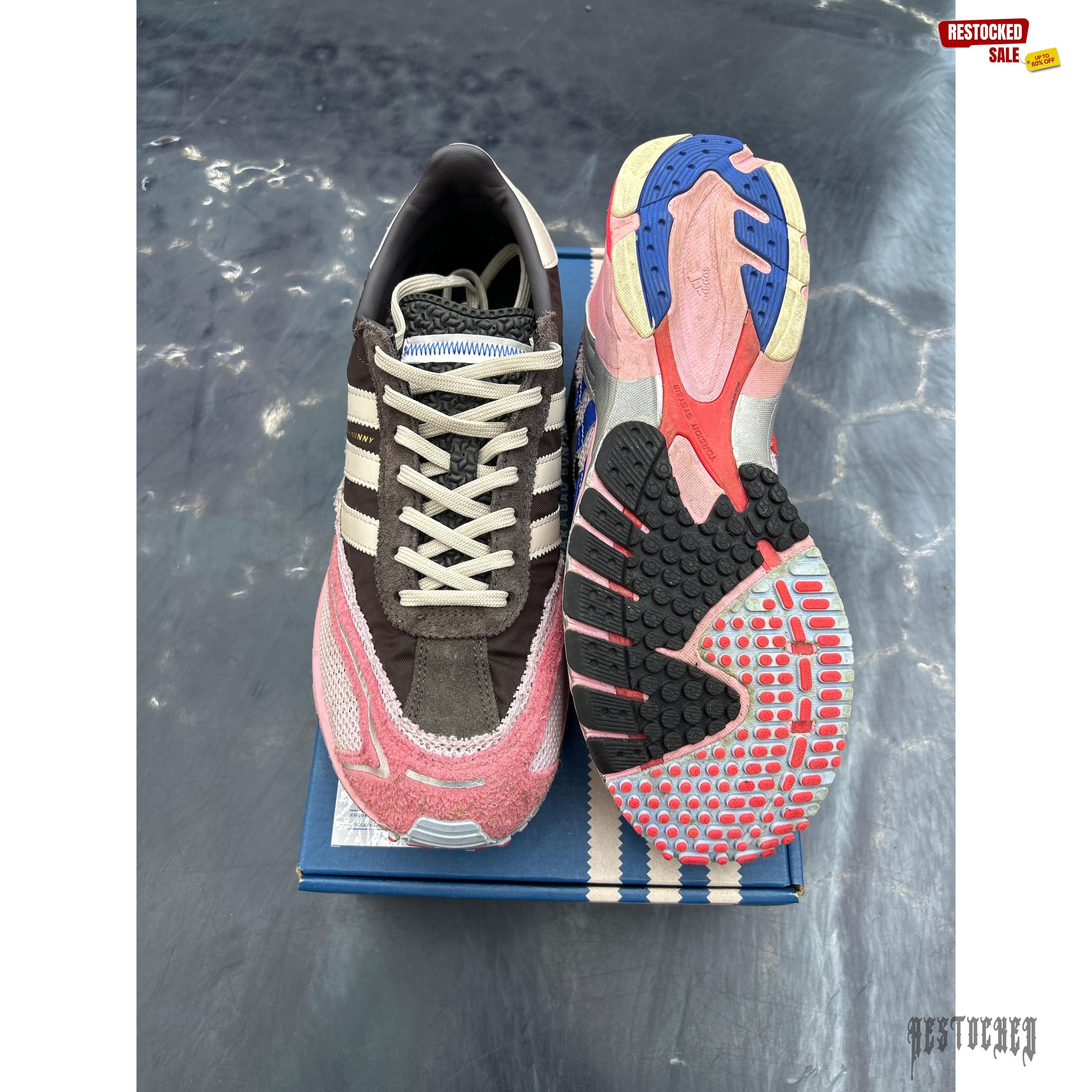 ADIDAS ADIZERO SL 72 BAD BUNNY BROWN CLEAR PINK PRE OWNED SIZE 9.5