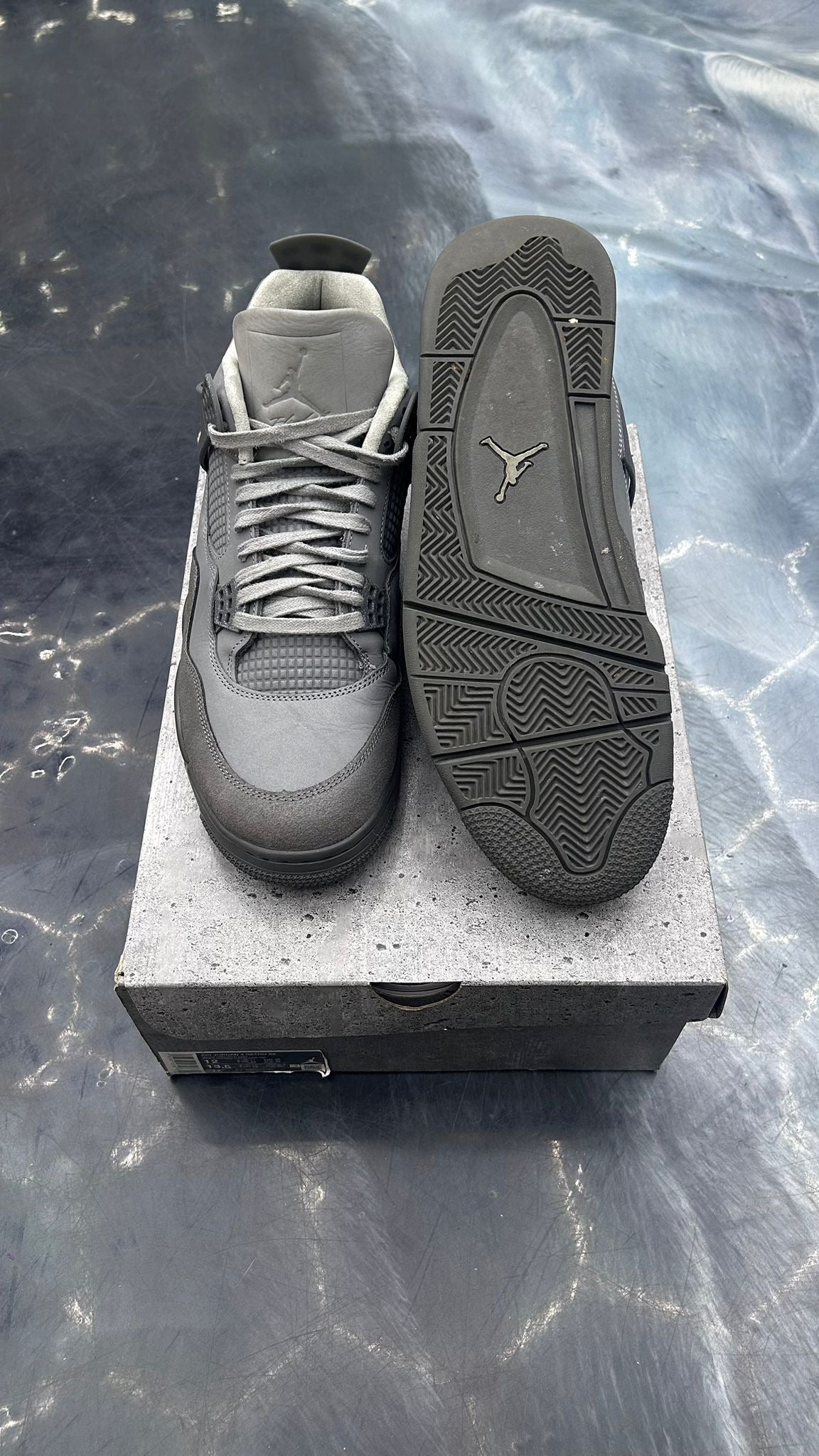 JORDAN 4 RETRO PARIS OLYMPICS WET CEMENT PRE OWNED SIZE 12