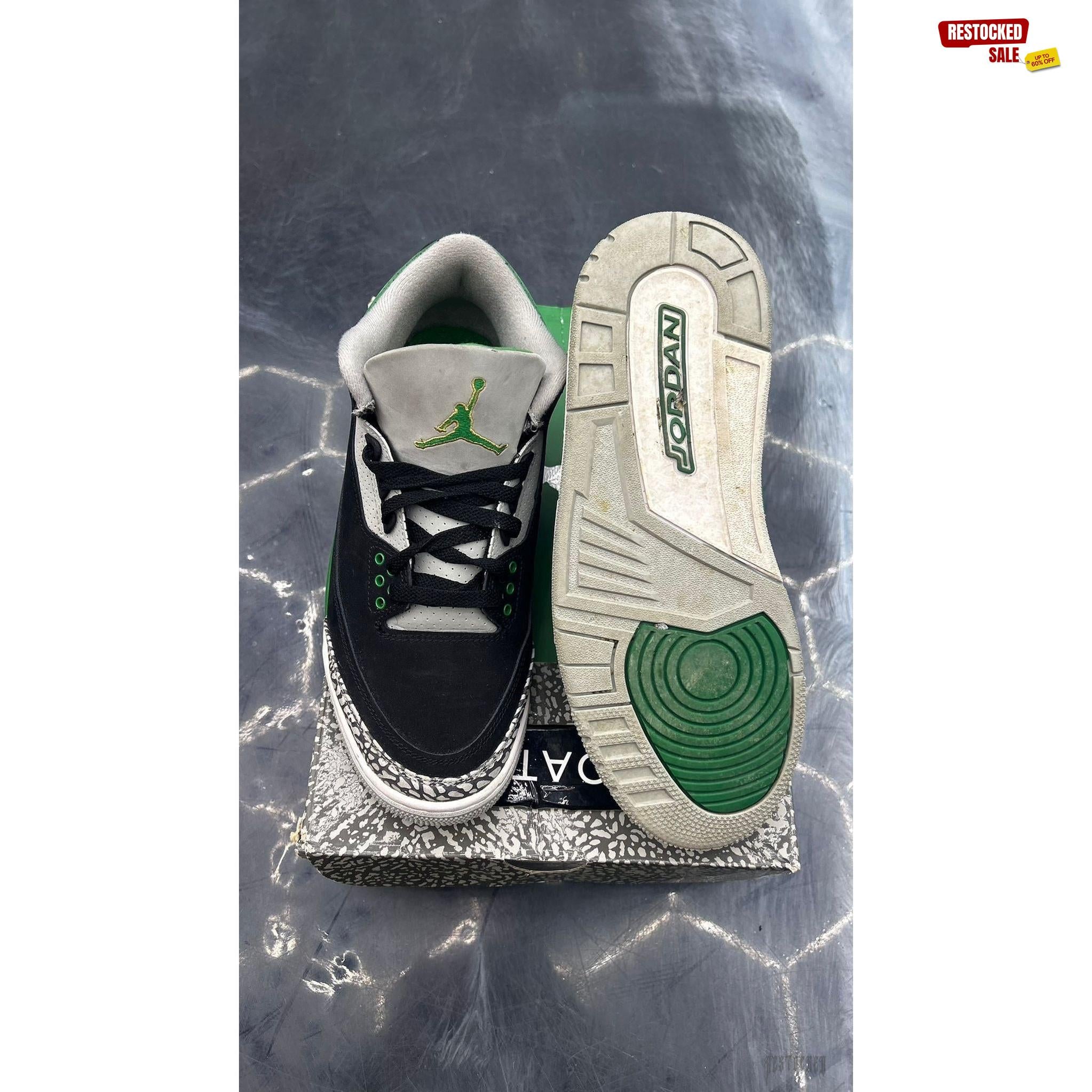 JORDAN 3 RETRO PINE GREEN PRE OWNED SIZE 8