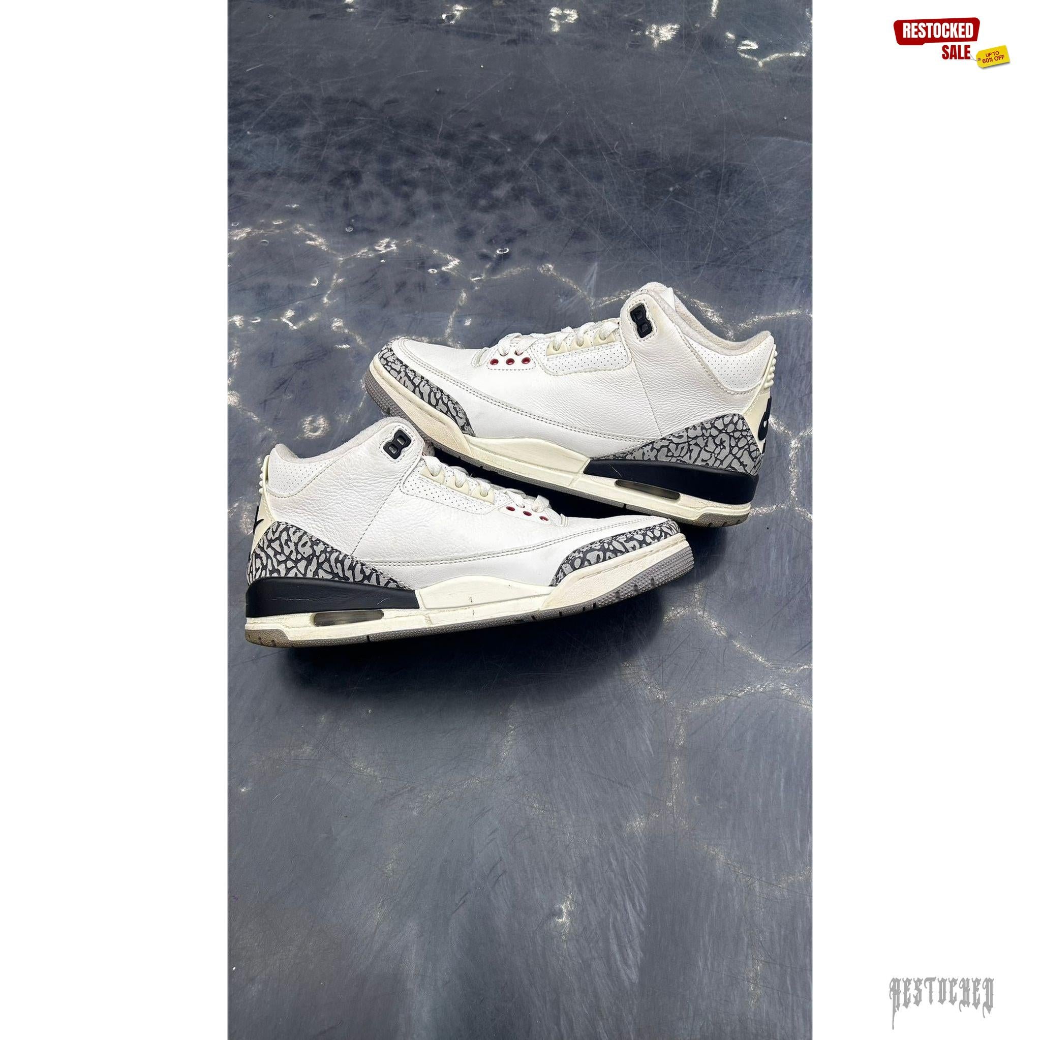 JORDAN 3 RETRO WHITE CEMENT PRE OWNED SIZE 8 NO BOX