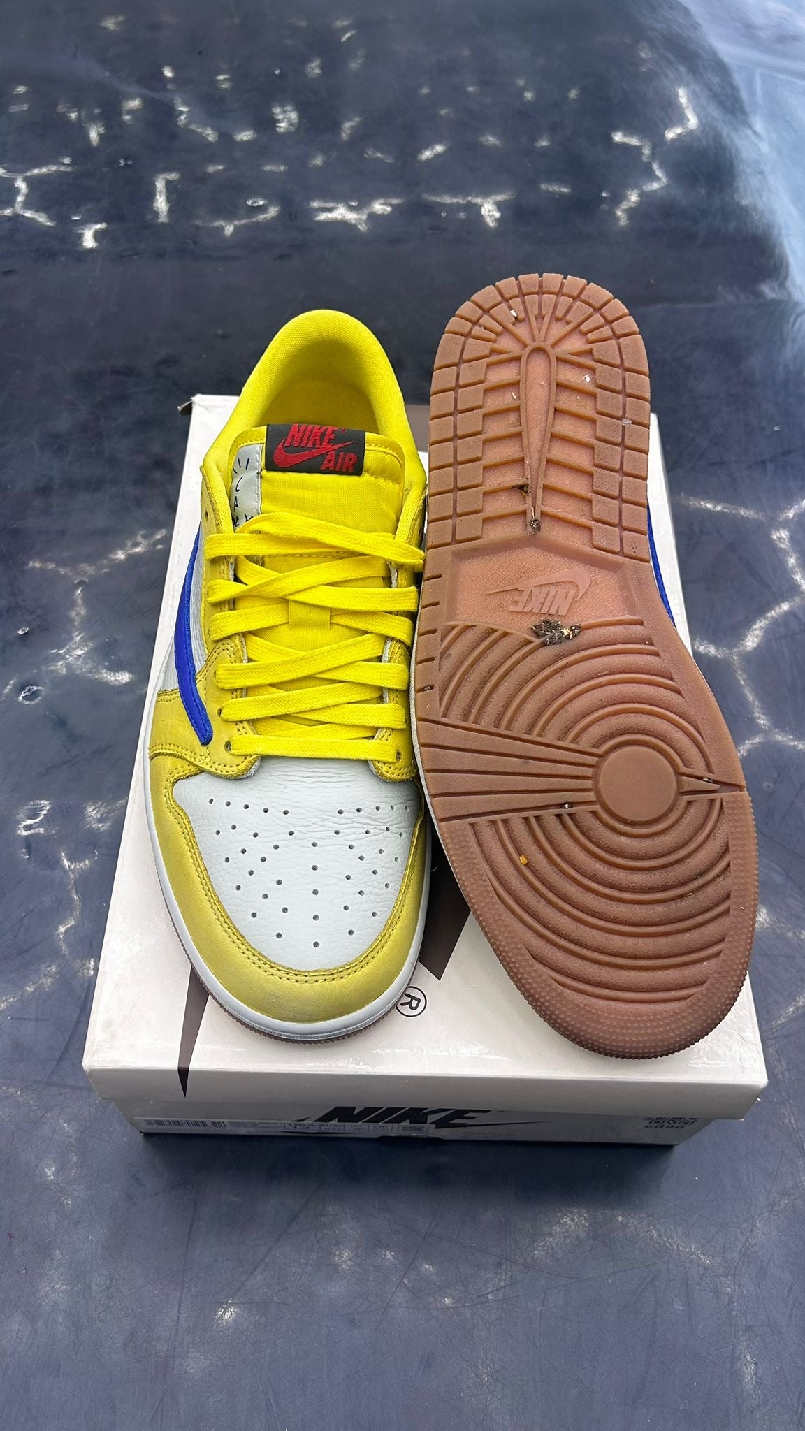 JORDAN 1 RETRO LOW OG SP TRAVIS SCOTT CANARY PRE OWNED SIZE 12W 10.5M