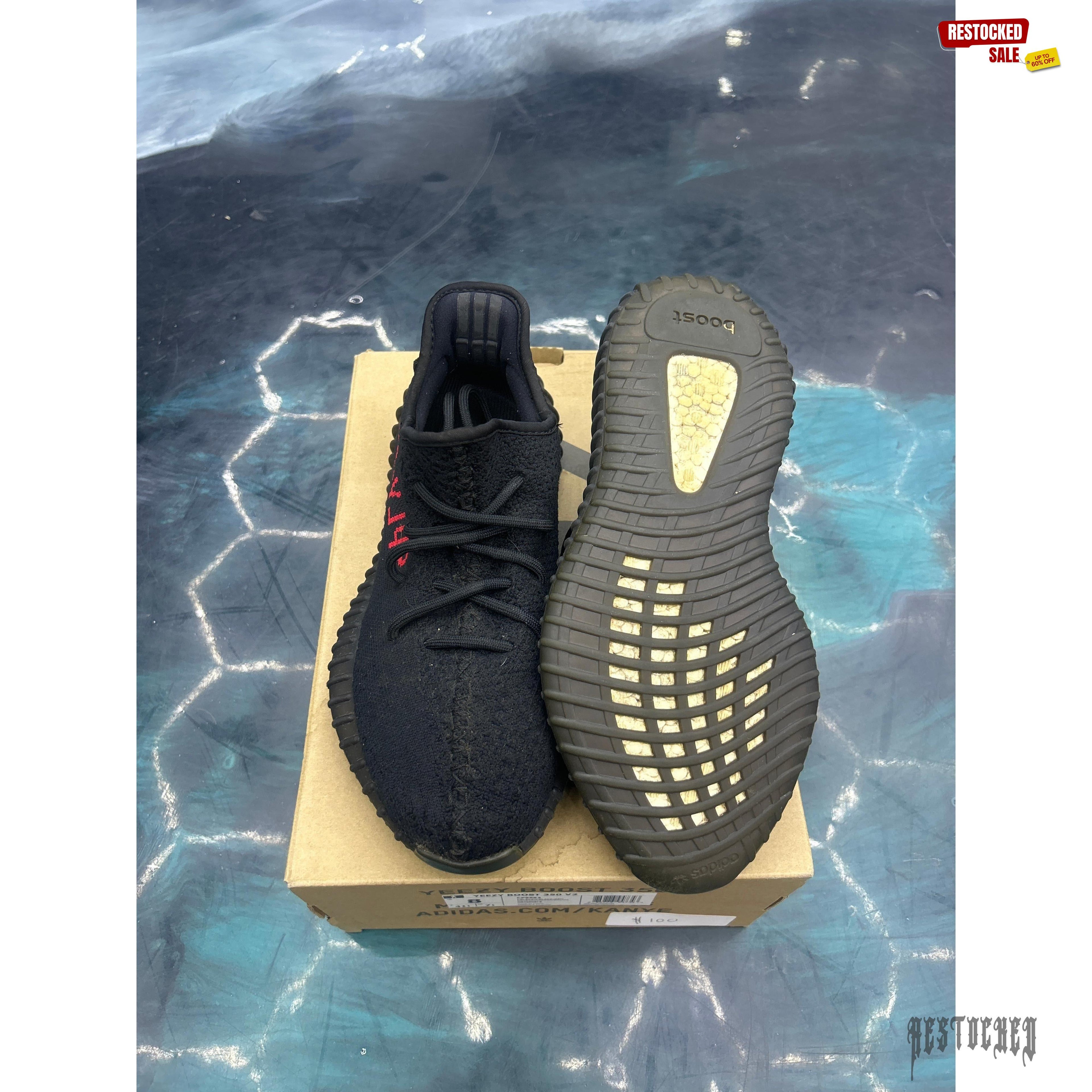 ADIDAS YEEZY BOOST 350 V2 BLACK RED PRE OWNED SIZE 8