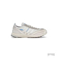 Adidas Adizero SL 72 Bad Bunny Off White sneaker, light cream mesh and suede, blue accents.