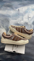 Pre-owned Adidas Campus Bad Bunny Chalky Brown sneakers, size 11.5, with suede upper and cream sole.