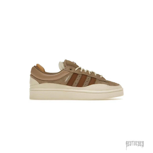 Bad Bunny x adidas Campus Light "Chalky Brown" sneaker with brown hairy suede and cream rubber mudguard.