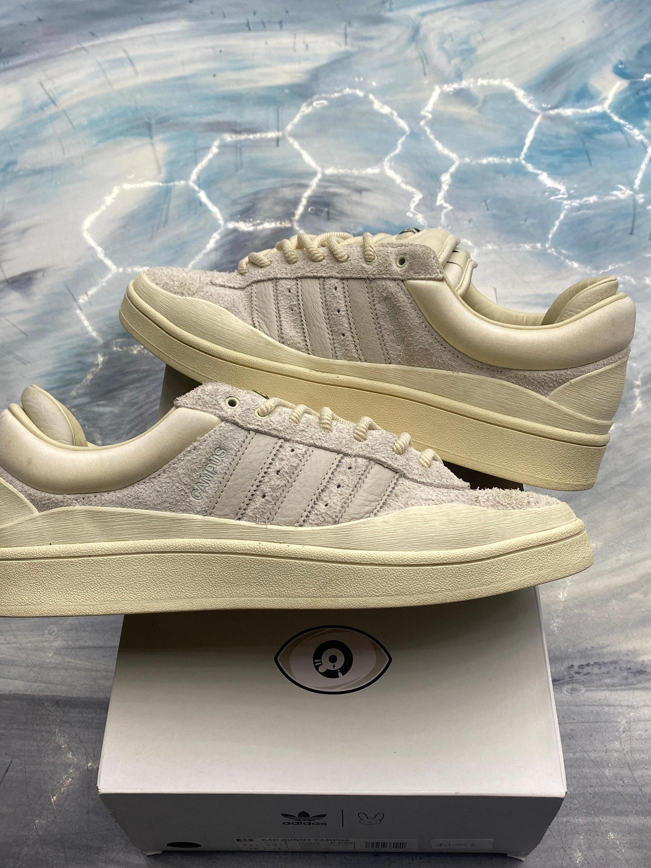 Pre-owned Adidas Campus Light Bad Bunny Cream sneakers, size 11.5, with suede uppers and cream soles.