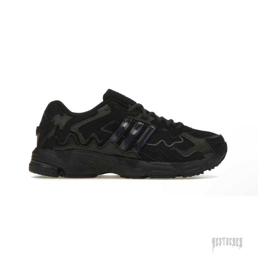 ADIDAS RESPONSE CL Bad Bunny Triple Black sneaker, all-black mesh and suede with reflective 3-Stripes.