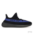 ADIDAS YEEZY BOOST 350 V2 Dazzling Blue sneaker, black Primeknit upper with a vibrant blue "SPLY-350" stripe.