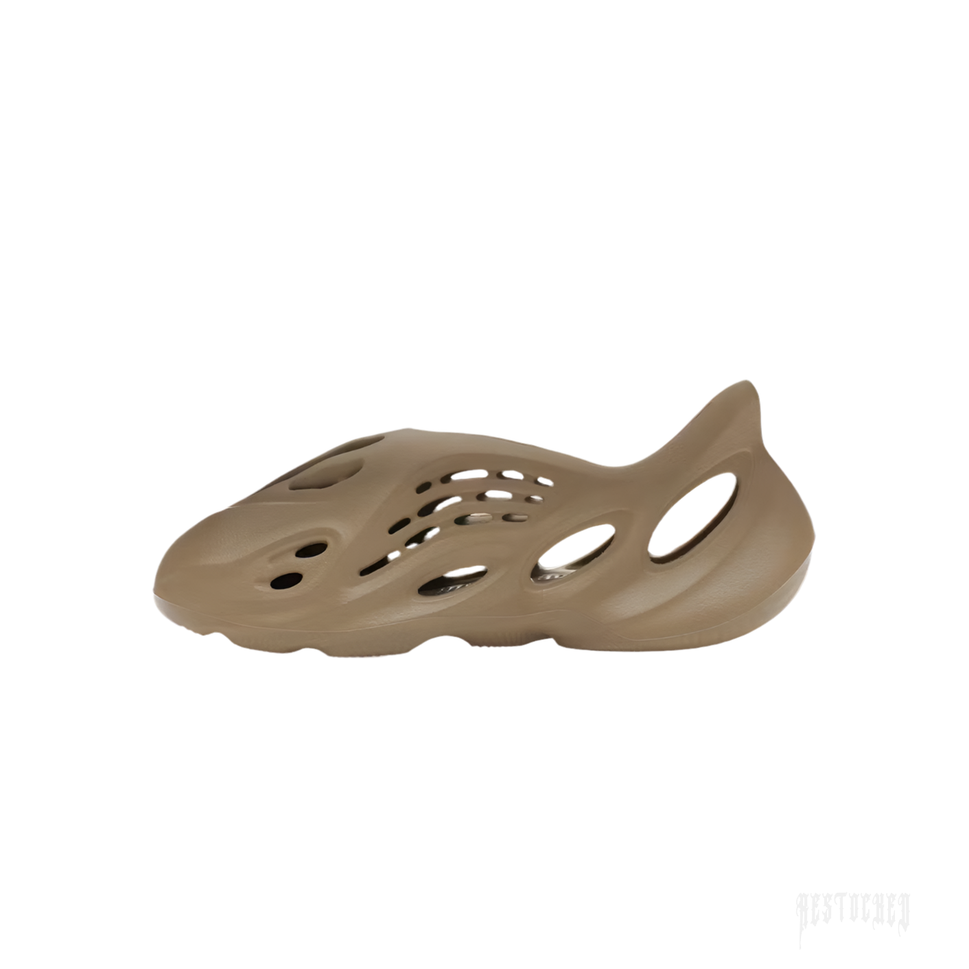 ADIDAS YEEZY FOAM RNR STONE TAUPE, a single taupe-colored foam clog with an open-cell design.