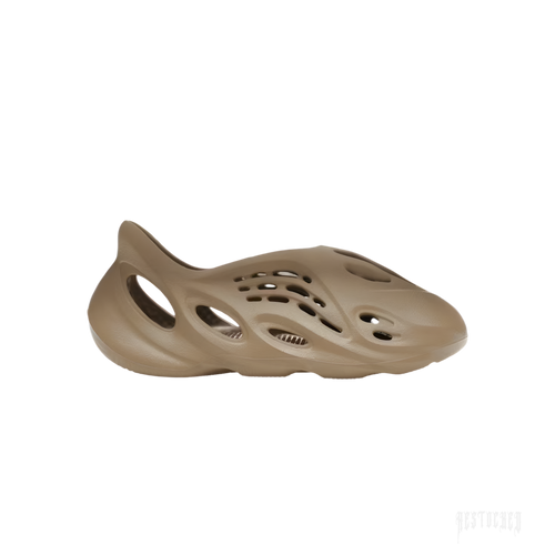 ADIDAS YEEZY FOAM RNR STONE TAUPE, a single taupe-colored foam clog with an ergonomic, perforated design.
