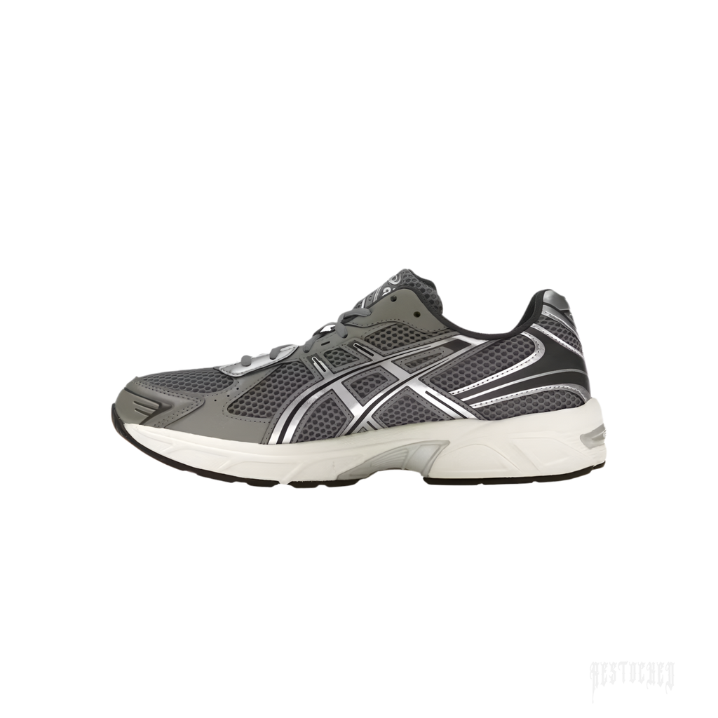ASICS GEL-1130 sneaker in Clay Grey mesh with Pure Silver overlays and white sole.