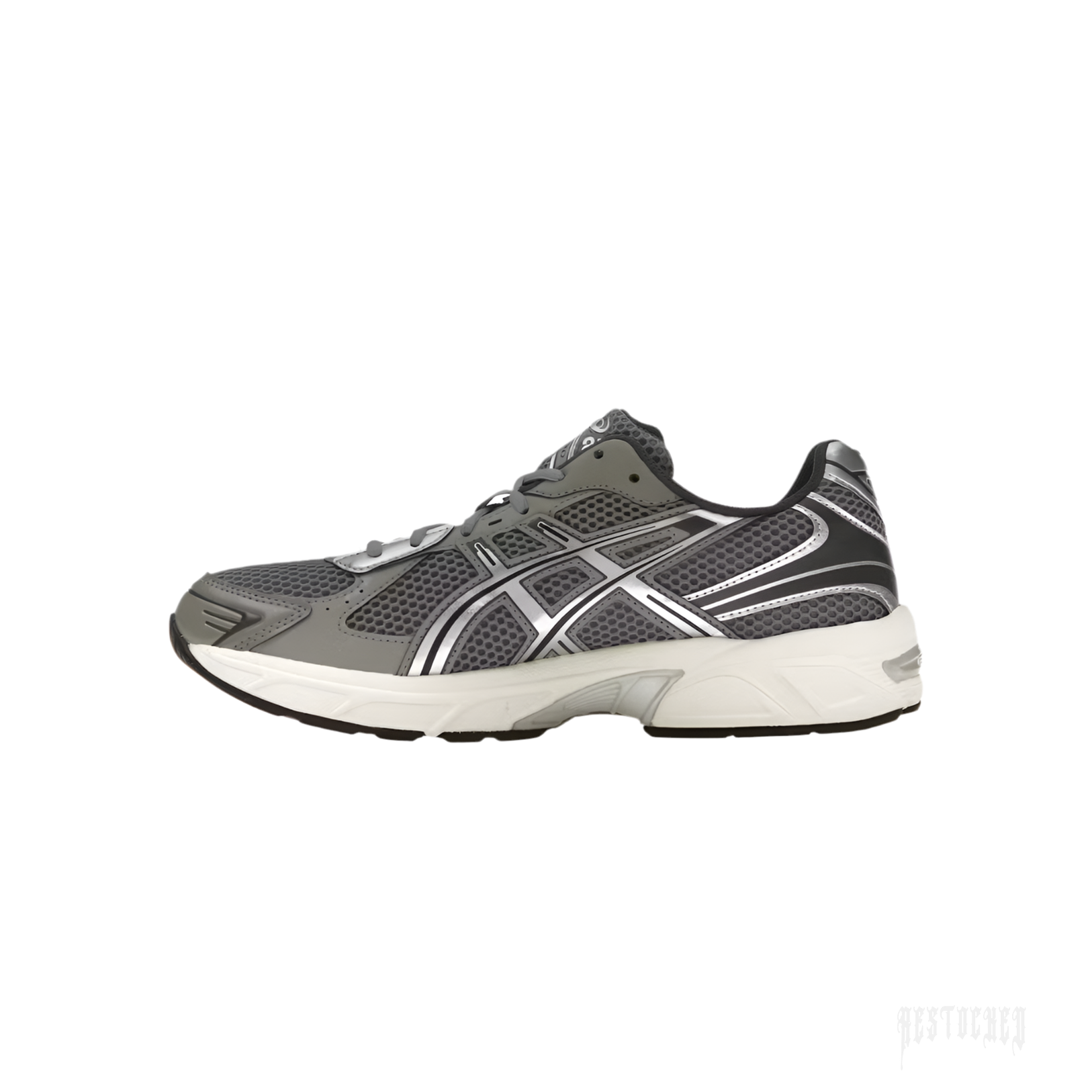 ASICS GEL-1130 sneaker in Clay Grey mesh with Pure Silver overlays and white sole.