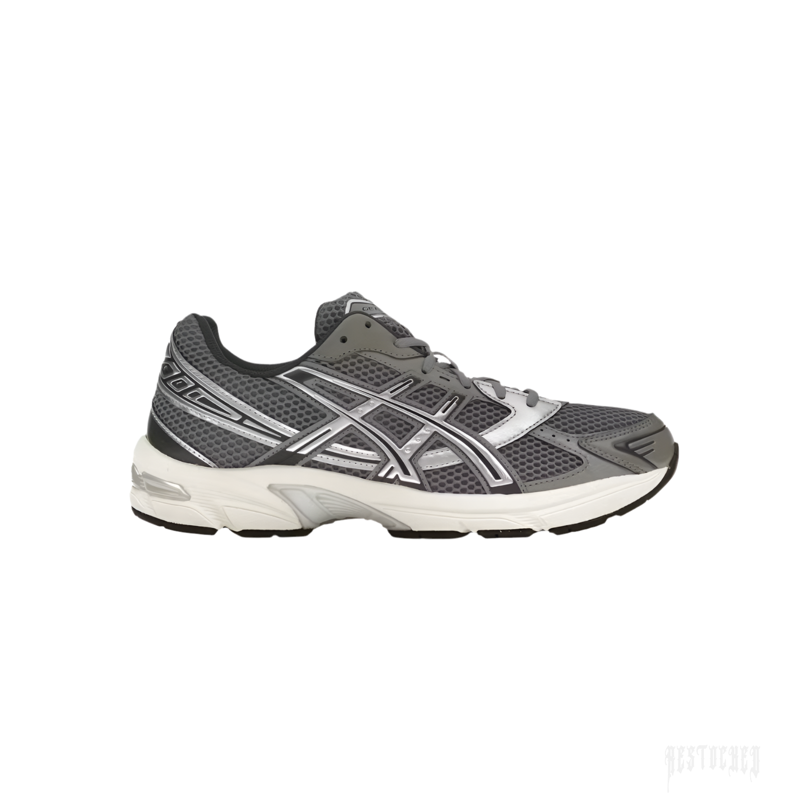 ASICS GEL-1130 Clay Grey/Pure Silver sneaker with mesh upper, synthetic leather overlays, and GEL™ technology.