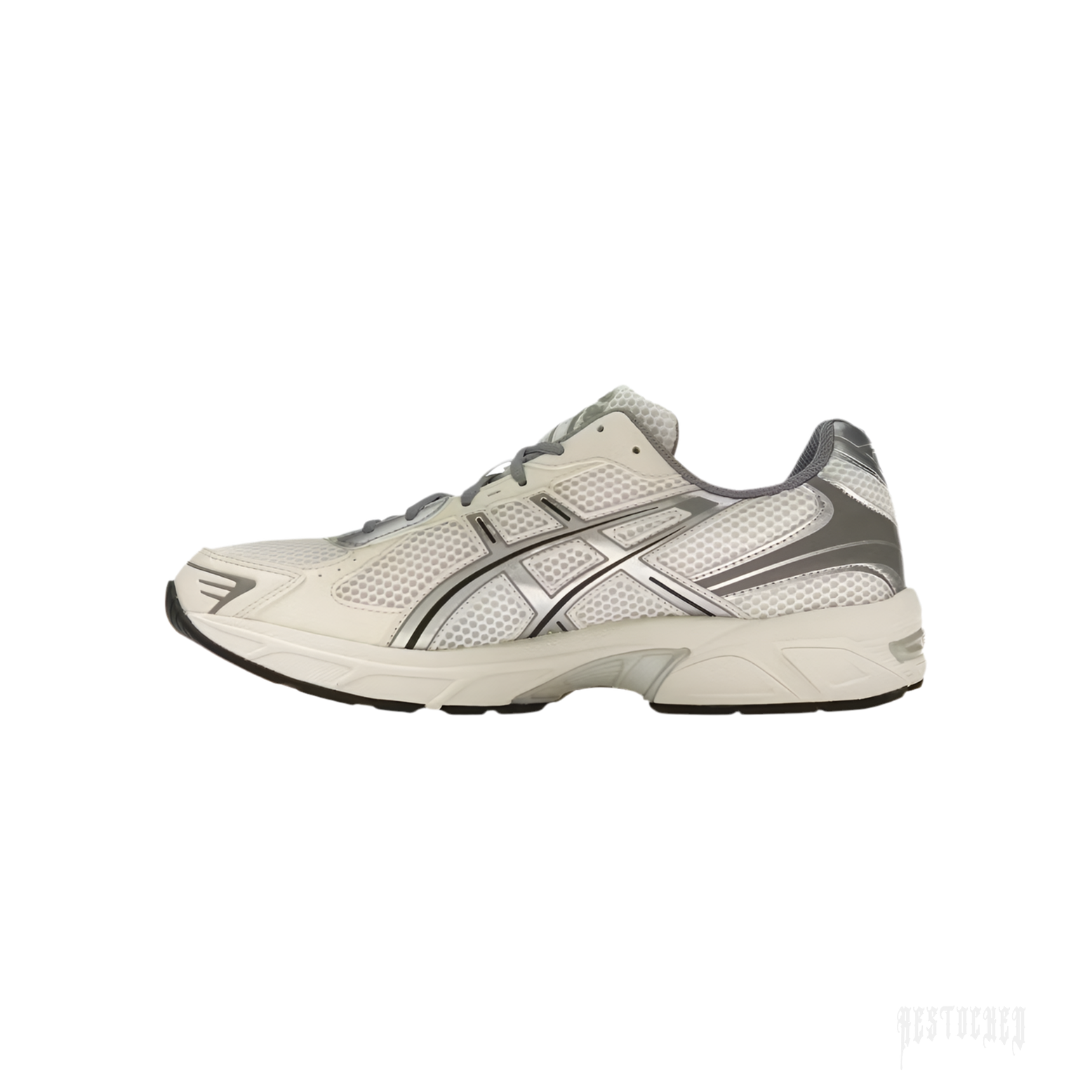 ASICS GEL-1130 women's sneaker in cream and clay grey with mesh and synthetic leather.