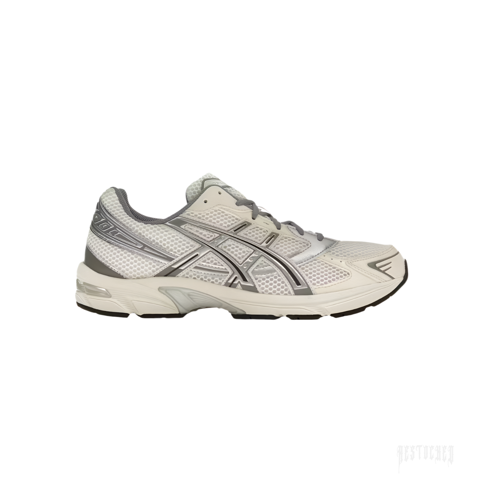 ASICS GEL-1130 women's sneaker in cream and clay grey with mesh and synthetic leather.