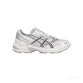 ASICS GEL-1130 white, carrier grey, and lilac women's sneaker with mesh and synthetic leather.