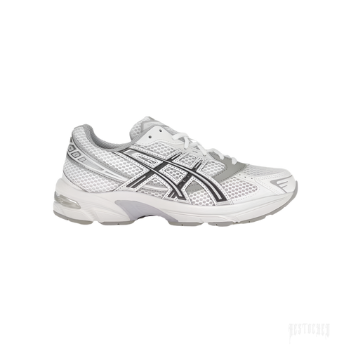 ASICS GEL-1130 white, carrier grey, and lilac women's sneaker with mesh and synthetic leather.