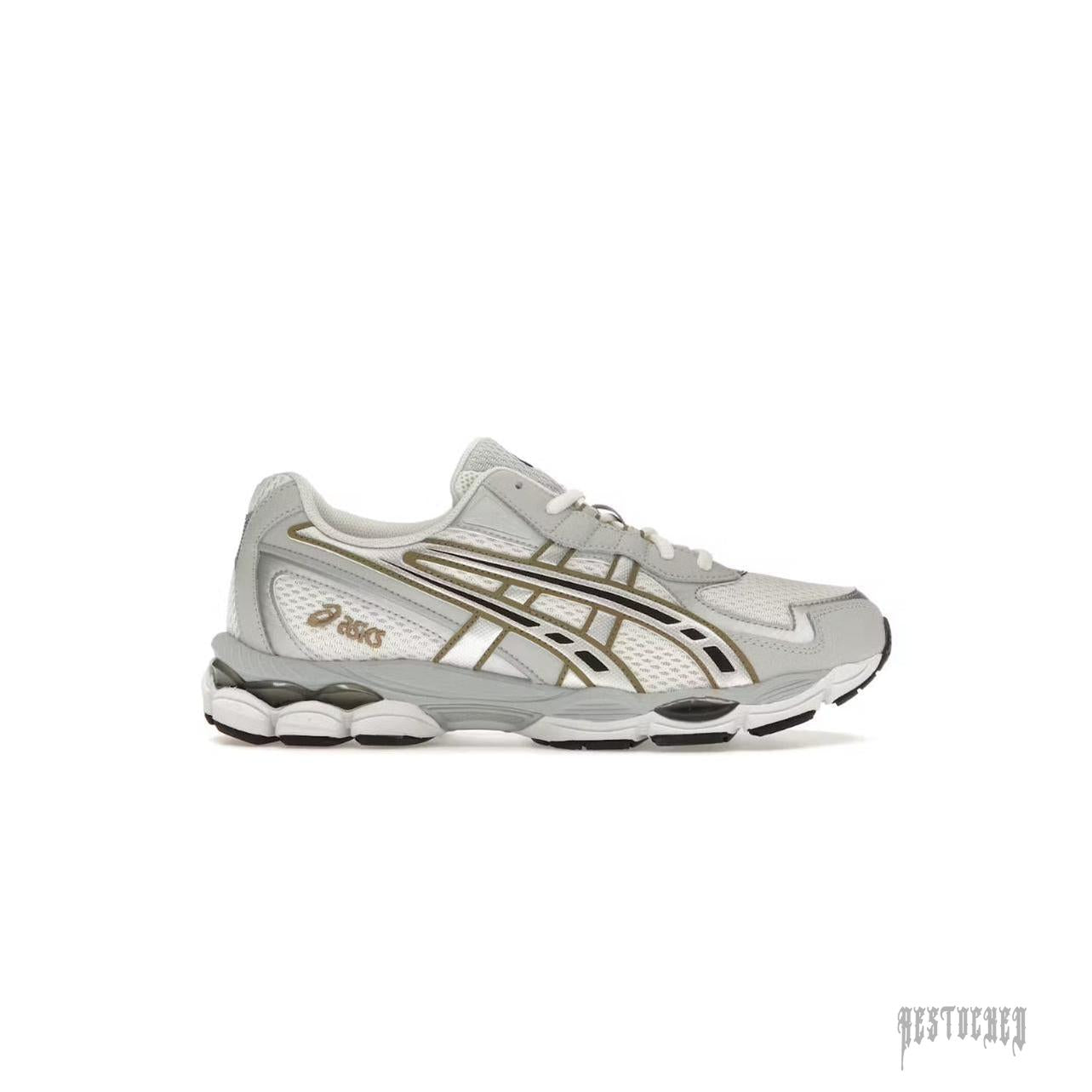 ASICS GEL NYC 2055 sneaker in cream and pure silver with mesh and synthetic overlays.