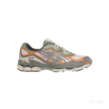 ASICS GEL-NYC Cream Clay Grey sneaker with cream mesh, clay grey suede, orange accents, and silver Formstripes.