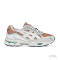 ASICS GEL-NYC Terracota Cream sneaker with mesh and suede details, light blue accents.