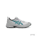 ASICS GEL-VENTURE 6 SHIELD HIDDEN NY sneaker, silver and grey with teal ASICS stripes.