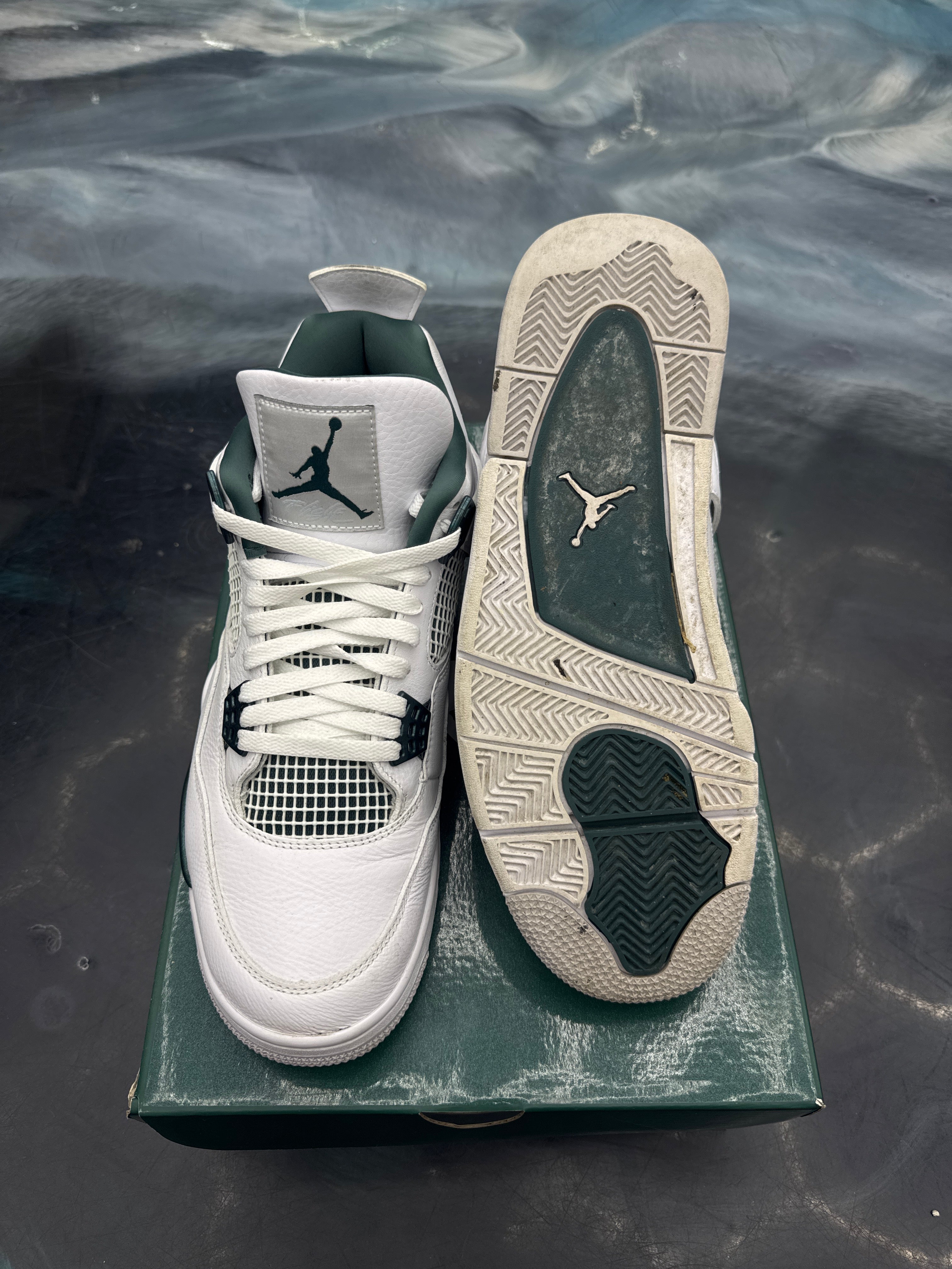 JORDAN 4 RETRO OXIDIZED GREEN PRE OWNED SIZE 12