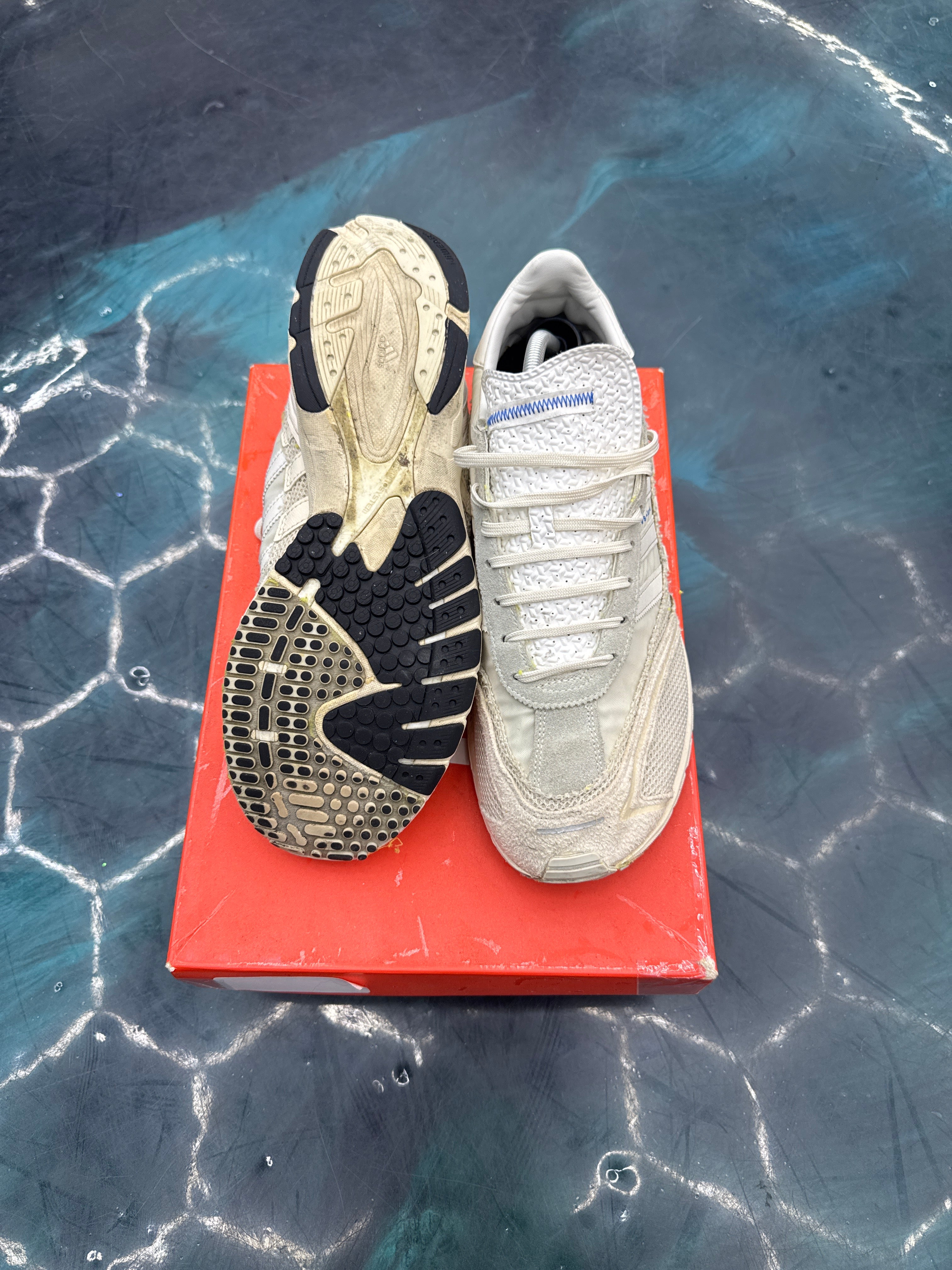 ADIDAS ADIZERO SL 72 BAD BUNNY OFF WHITE PRE OWNED SIZE 12 REP BOX