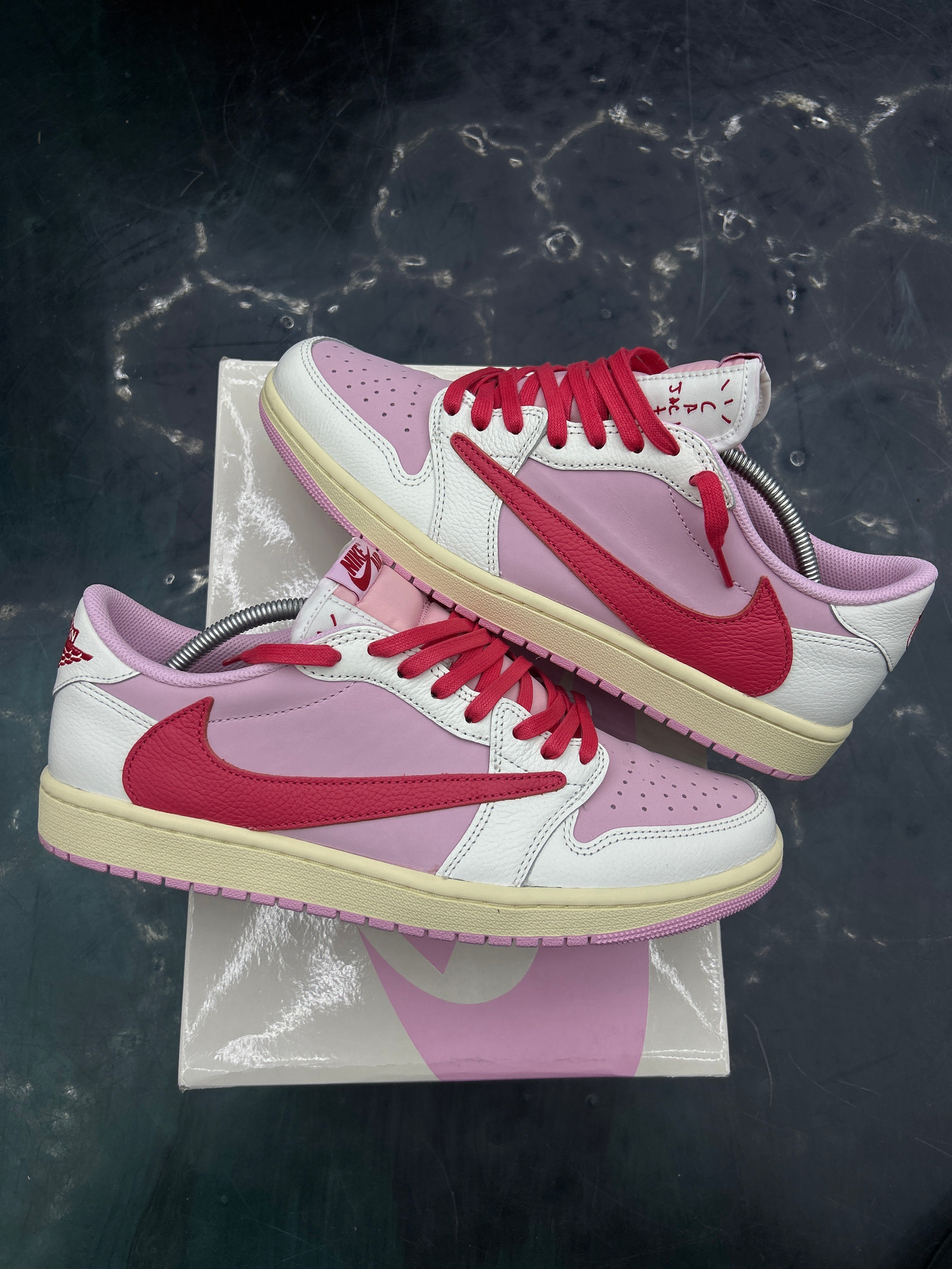 JORDAN 1 RETRO LOW OG SP TRAVIS SCOTT SAIL TROPICAL PINK PRE OWNED SIZE 11