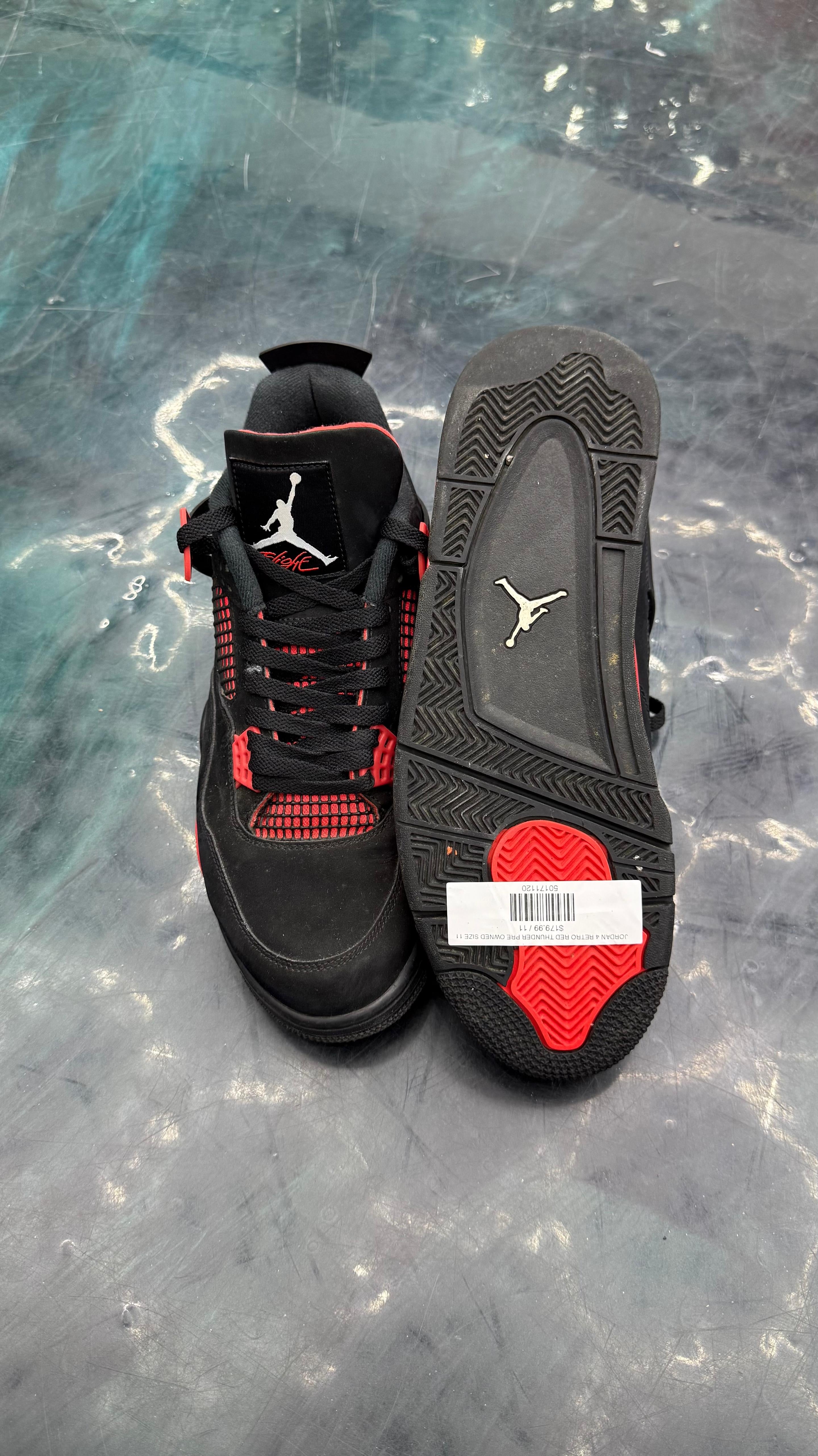 JORDAN 4 RETRO RED THUNDER PRE OWNED SIZE 11 NO BOX