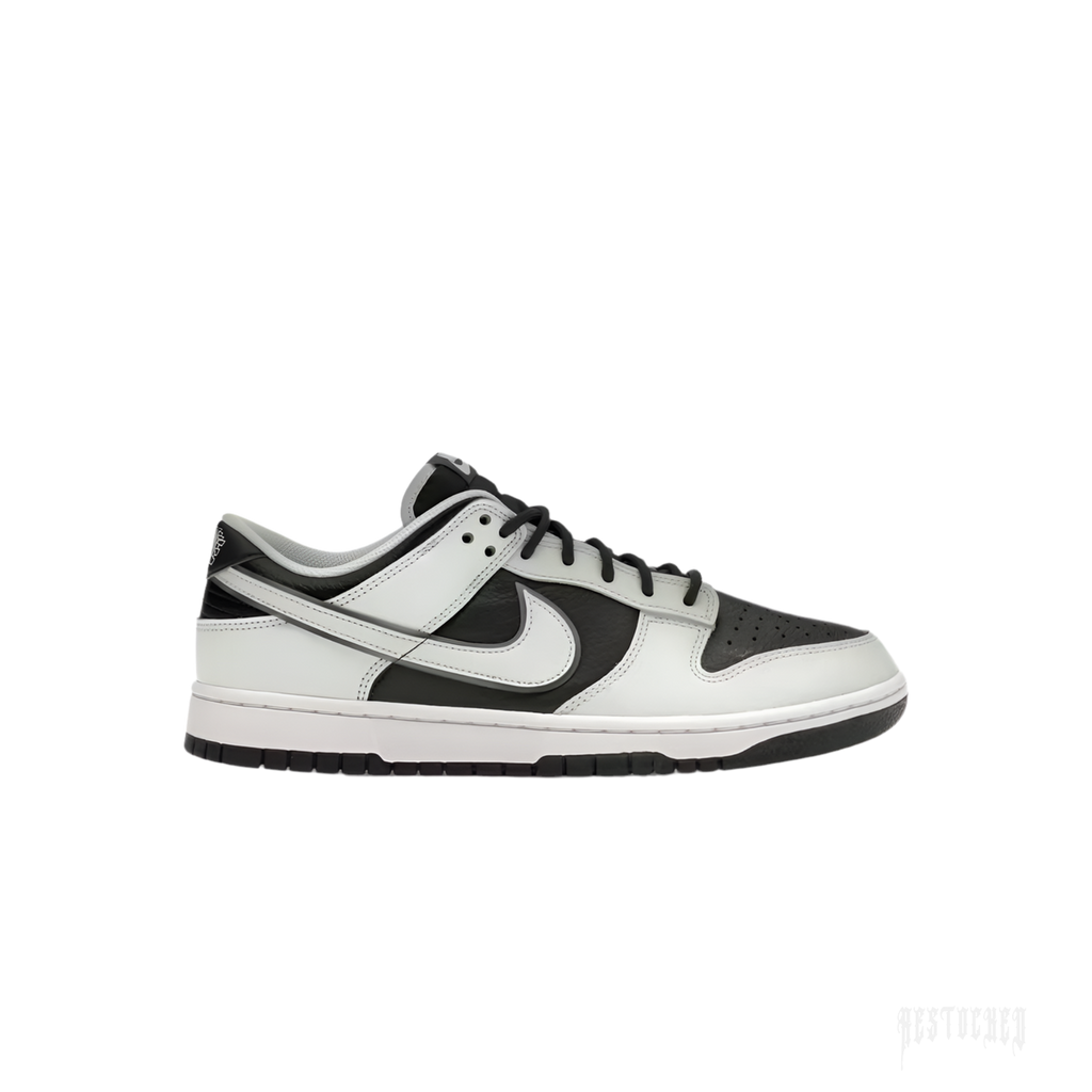 Nike Dunk Low Premium in Dark Smoke Grey tumbled leather and Barely Green smooth leather with double Swoosh.