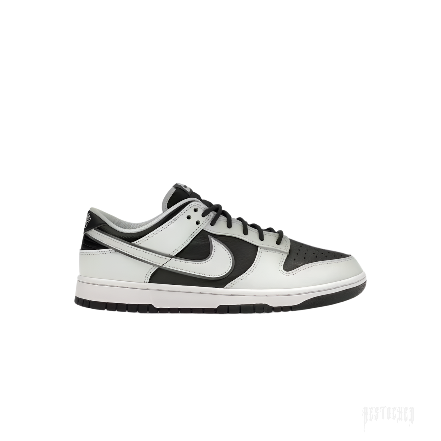 Nike Dunk Low Premium in Dark Smoke Grey tumbled leather and Barely Green smooth leather with double Swoosh.
