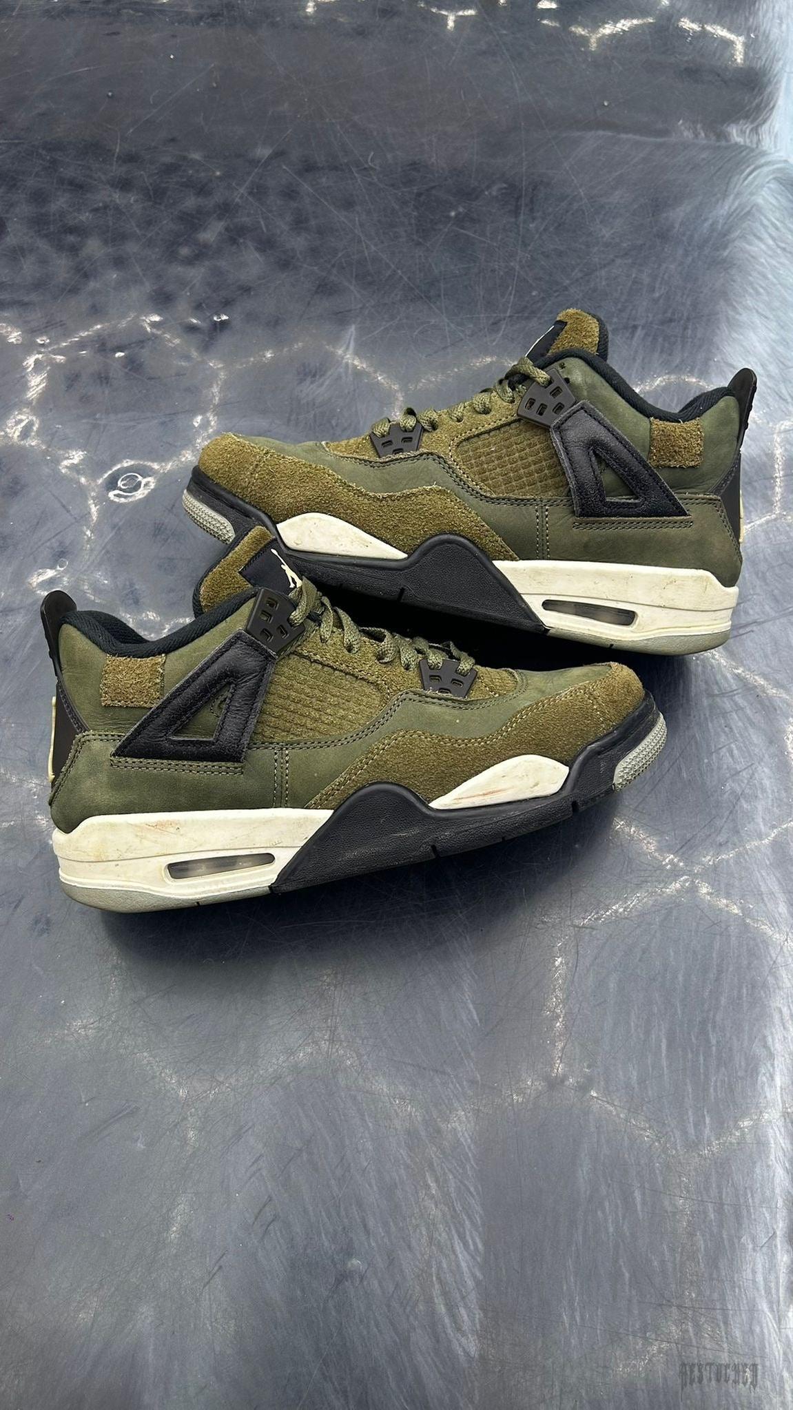 JORDAN 4 RETRO se CRAFT MEDIUM OLIVE PRE OWNED SIZE 7Y NO BOX