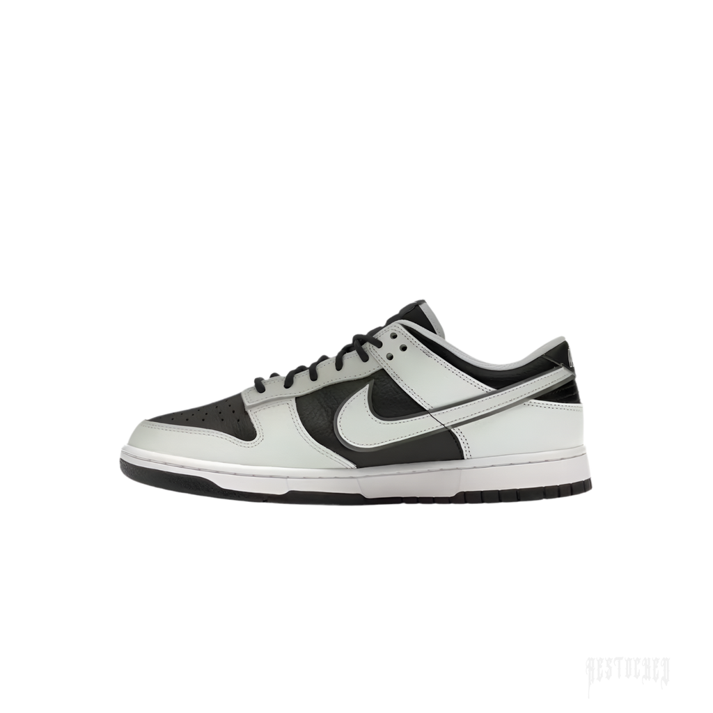 Nike Dunk Low Premium in Dark Smoke Grey tumbled leather and Barely Green smooth leather with double Swoosh.