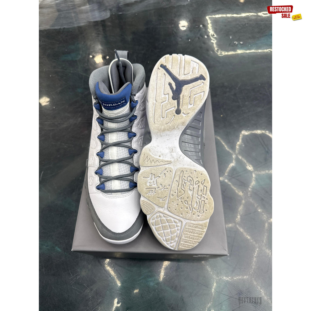 JORDAN 9 RETRO FLINT GREY FRENCH BLUE PRE OWNED SIZE 11