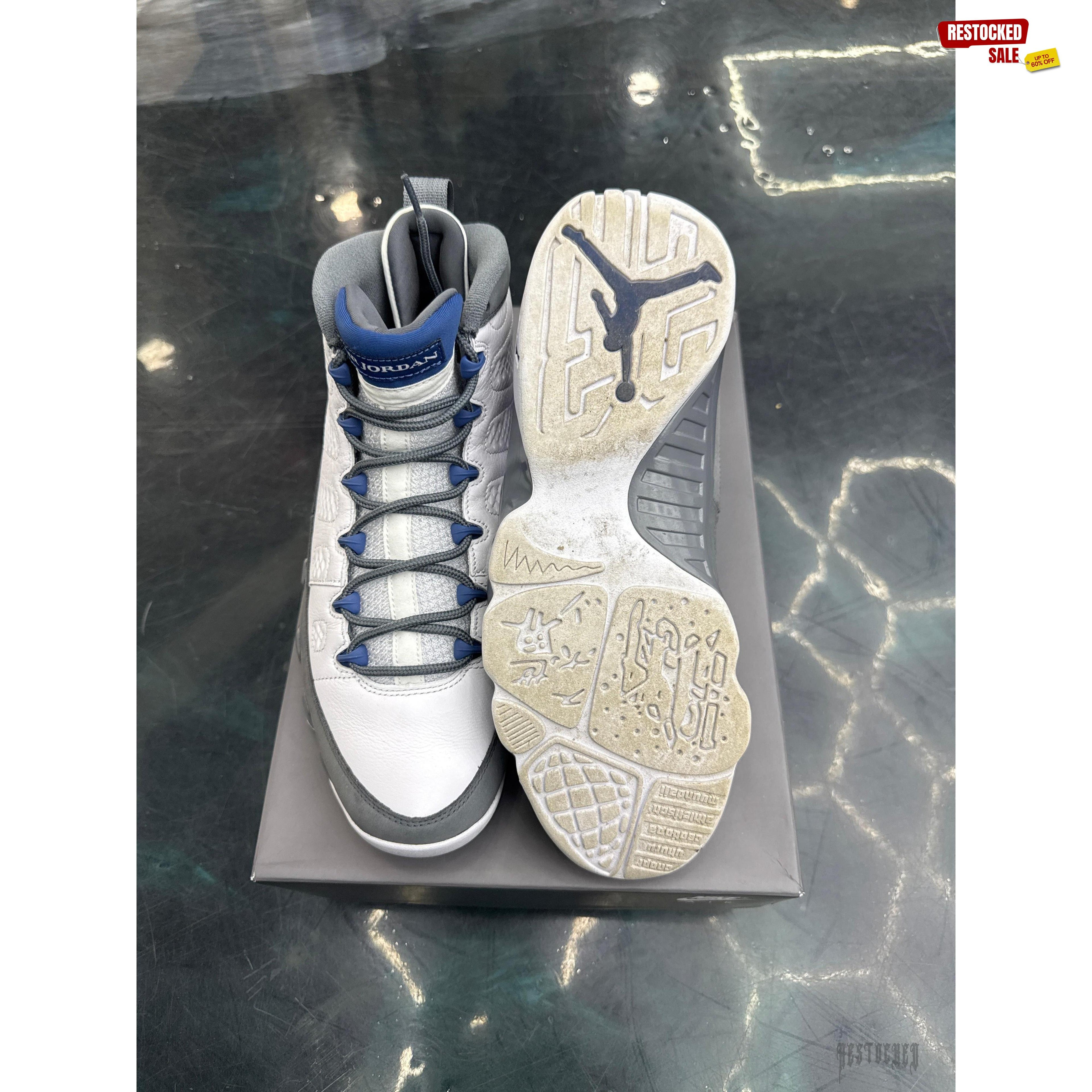 JORDAN 9 RETRO FLINT GREY FRENCH BLUE PRE OWNED SIZE 11
