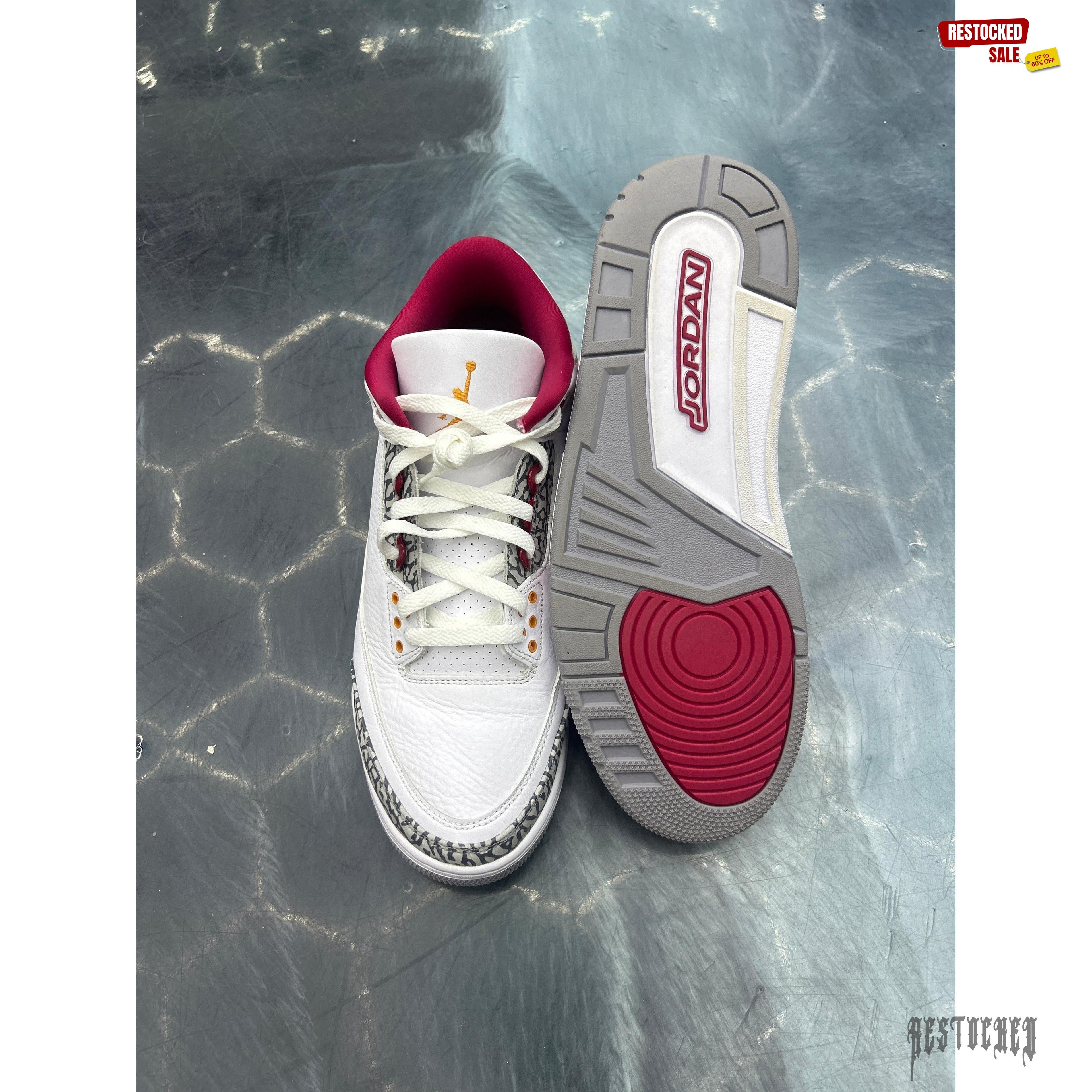 JORDAN 3 RETRO CARDINAL PRE OWNED SIZE 11.5 NO BOX