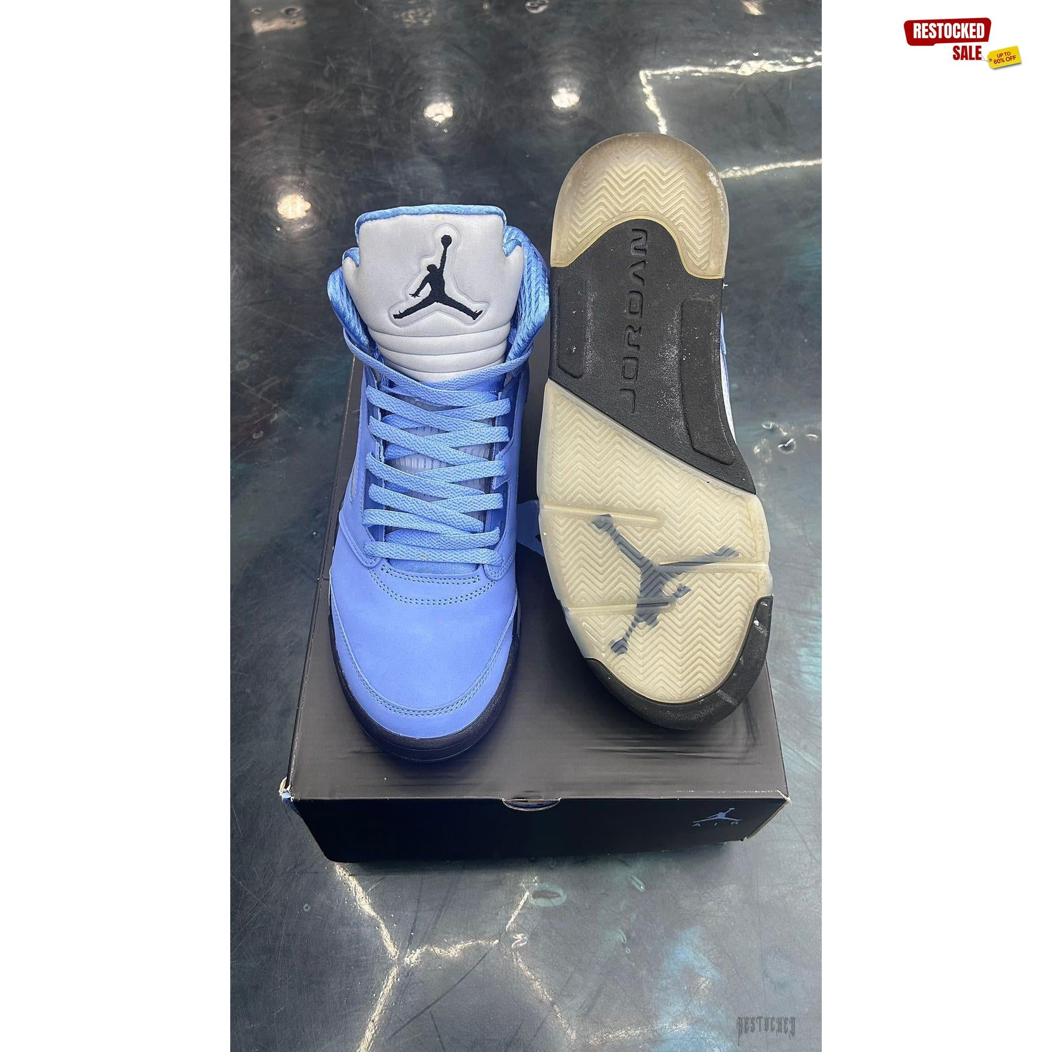 JORDAN 5 RETRO UNC UNIVERSITY BLUE PRE OWNED SIZE