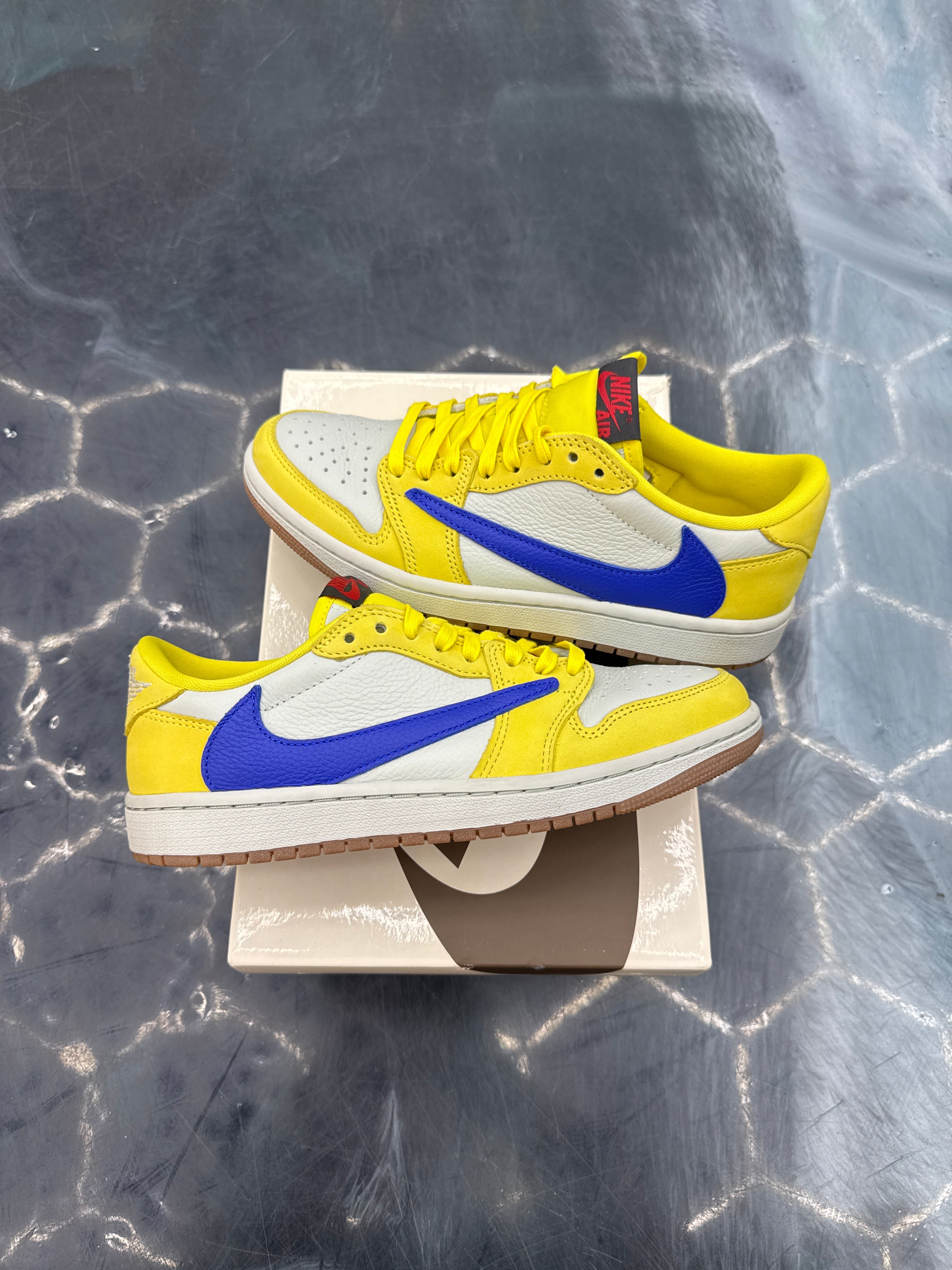 JORDAN 1 RETRO LOW OG SP TRAVIS SCOTT CANARY PRE OWNED SIZE 8W 6.5M