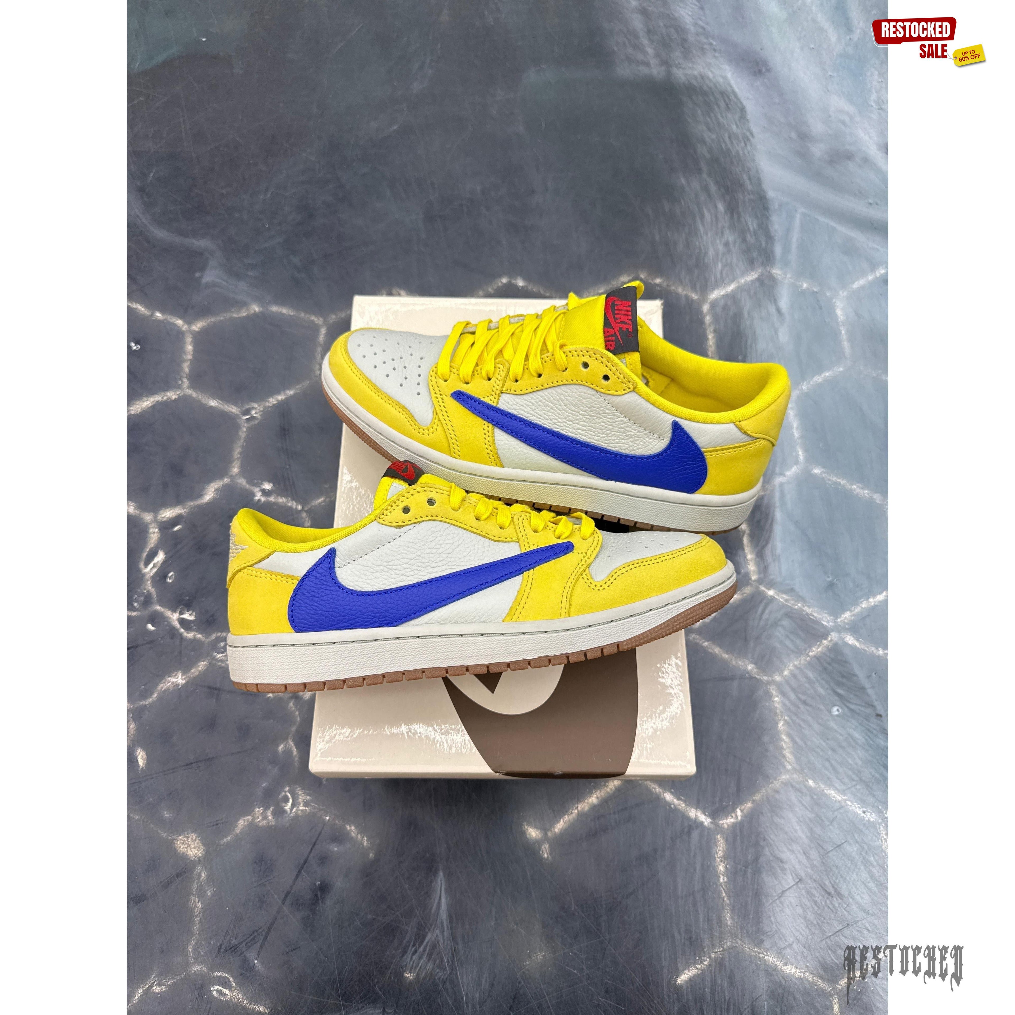 JORDAN 1 RETRO LOW OG SP TRAVIS SCOTT CANARY PRE OWNED SIZE 8W 6.5M