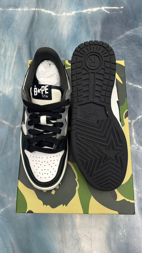 A BATHING APE SK8 STA #5 BLACK WHITE GREY PRE OWNED SIZE 8