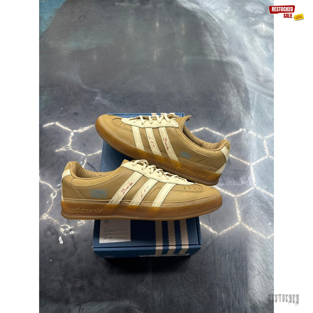 ADIDAS GAZELLE INDOOR BAD BUNNY x LIONEL MESSI LA VOZ DE LOS FANS PRE OWNED SIZE 8