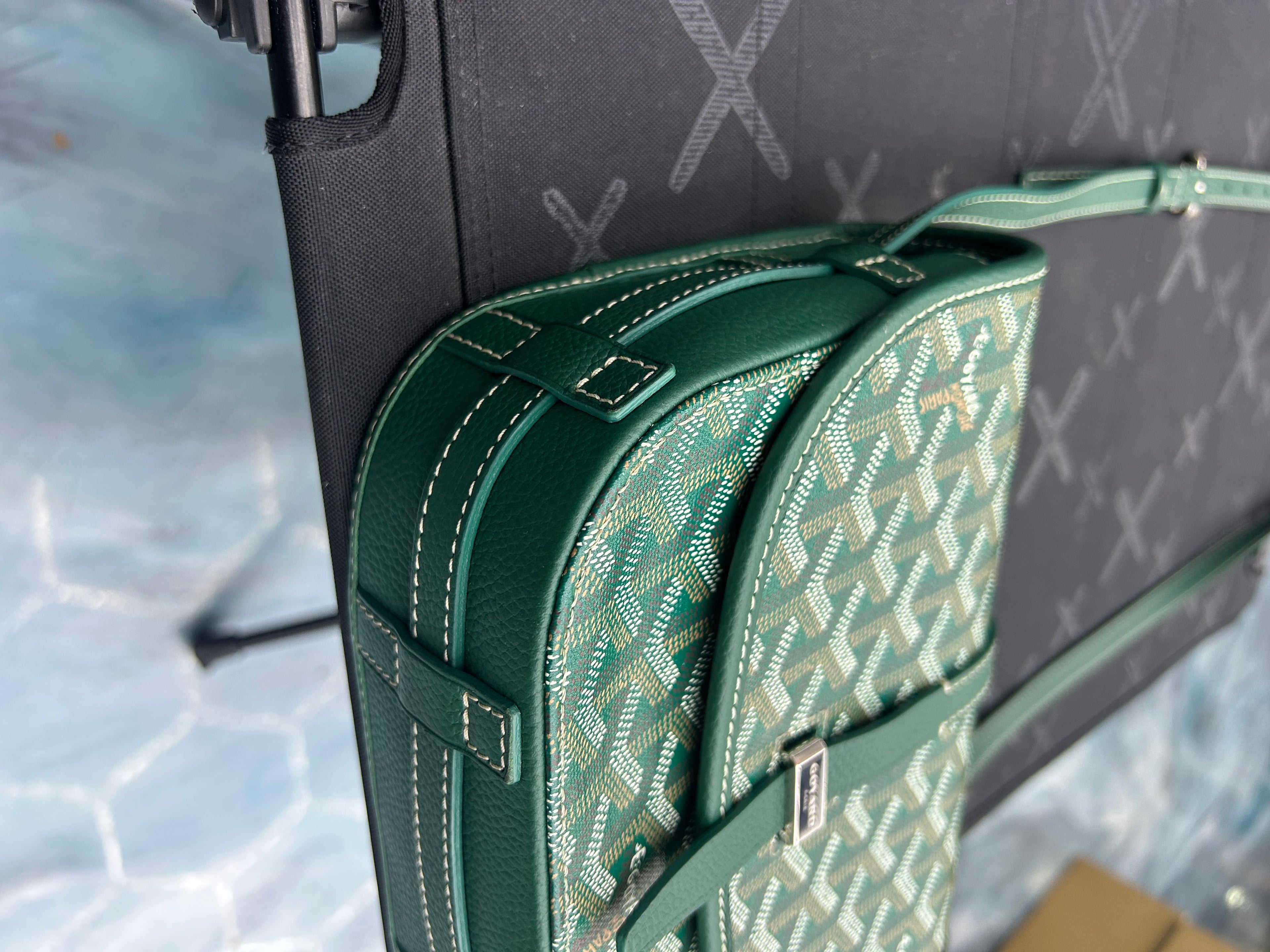 GOYARD BELVEDERE PM GREEN WITH RECEIPT