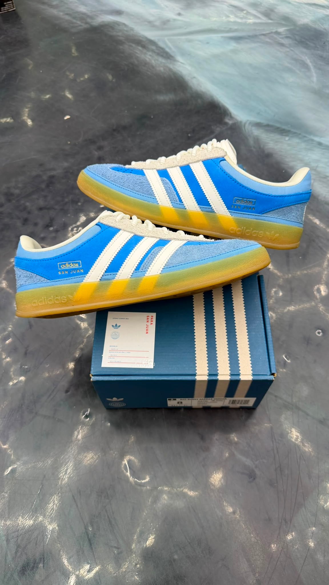 ADIDAS GAZELLE INDOOR BAD BUNNY SAN JUAN PRE OWNED SIZE 8