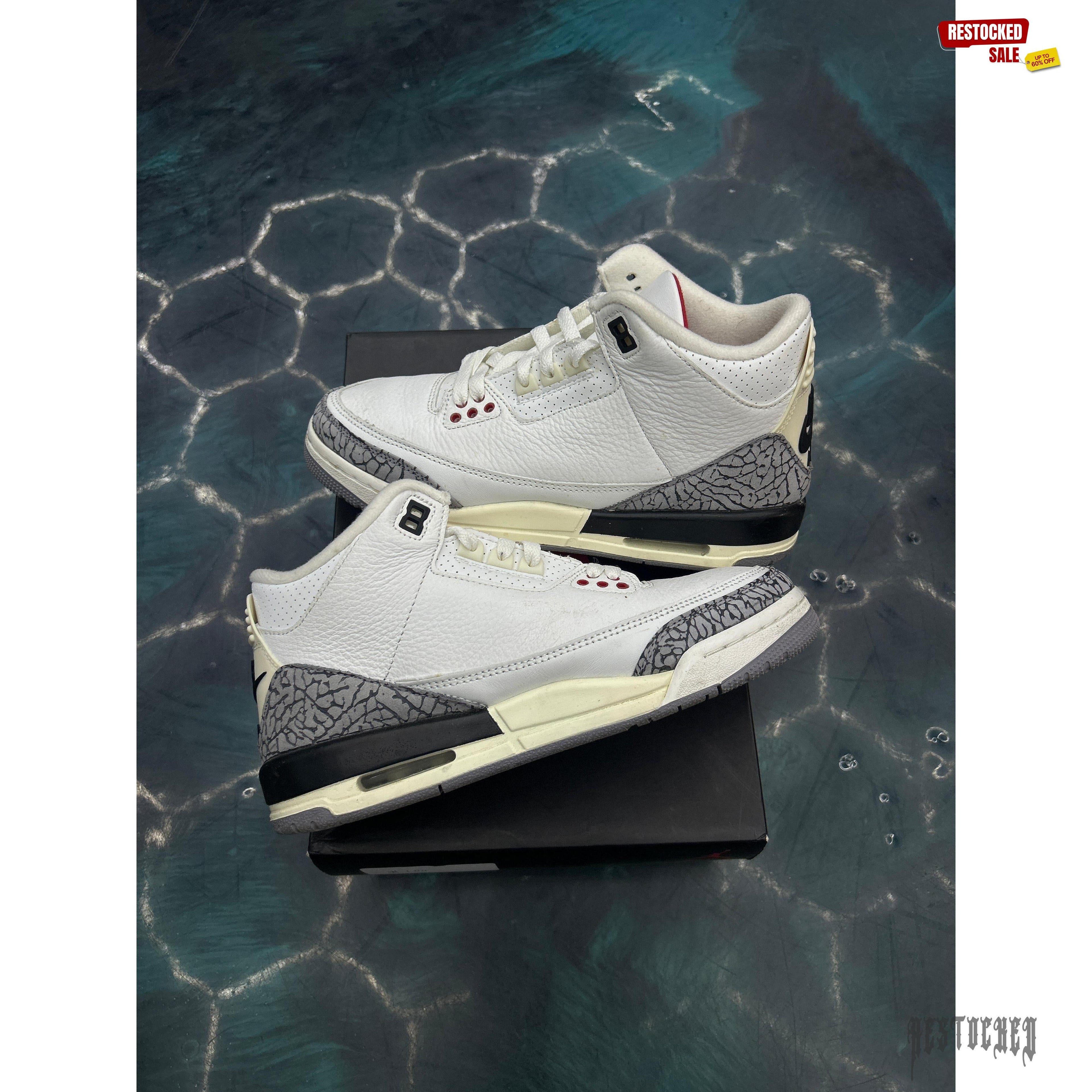 JORDAN 3 RETRO WHITE CEMENT REIMAGINED PRE OWNED SIZE 6.5Y