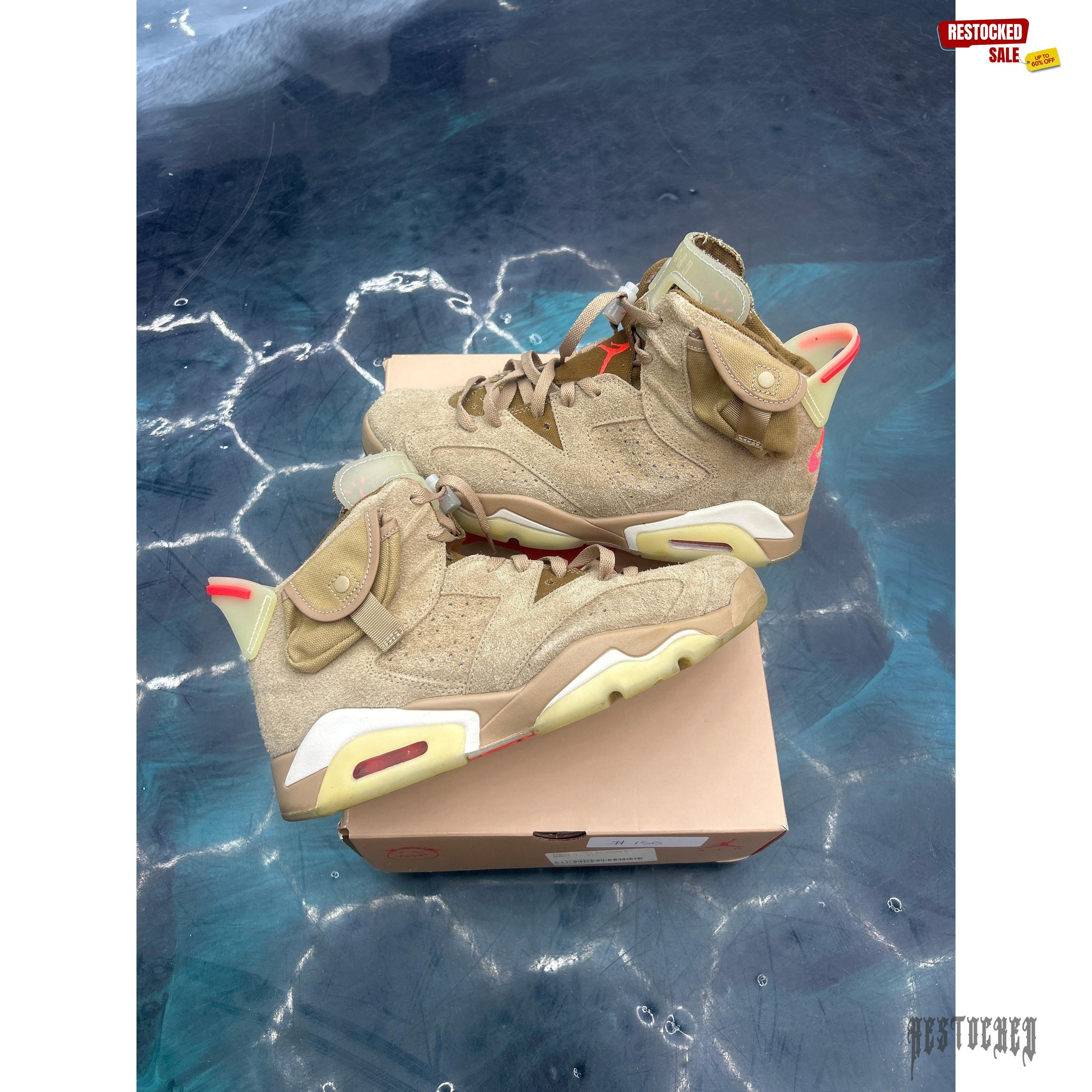 JORDAN 6 RETRO TRAVIS SCOTT BRITISH KHAKI PRE OWNED SIZE 9