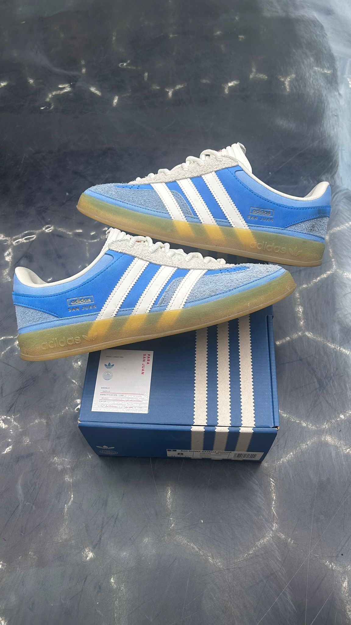 ADIDAS GAZELLE INDOOR BAD BUNNY SAN JUAN PRE OWNED SIZE 8