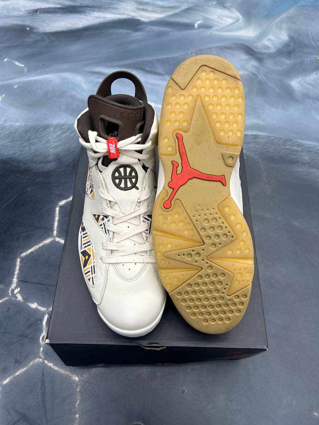 JORDAN 6 RETRO QUAI 54 SAIL BROWN PRE OWNED SIZE 12