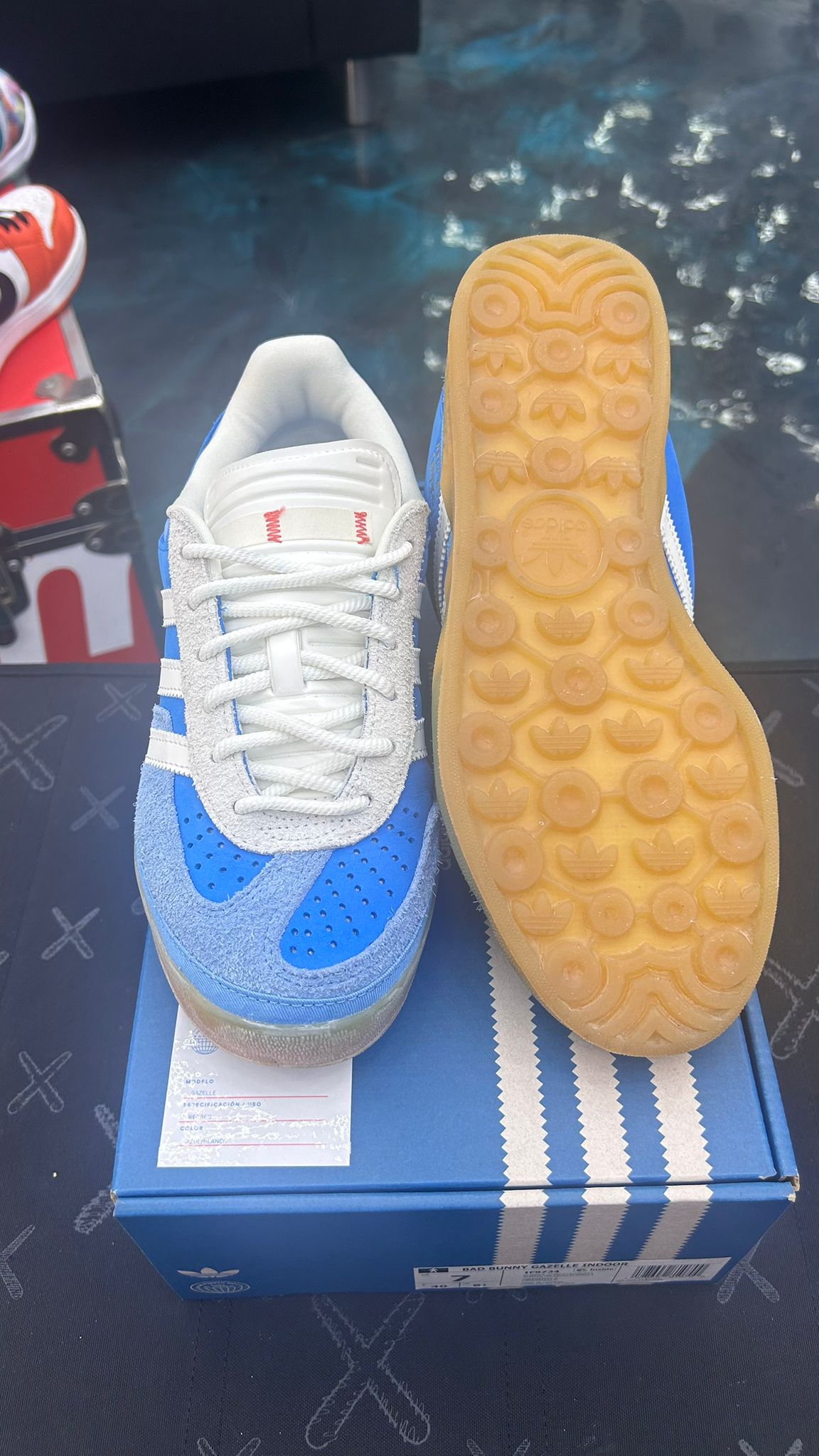 ADIDAS GAZELLE INDOOR BAD BUNNY SAN JUAN PRE OWNED SIZE 7