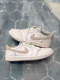 Pre-owned JORDAN 1 LOW OG NEUTRAL GREY sneakers, size 9, white leather with light grey suede accents.